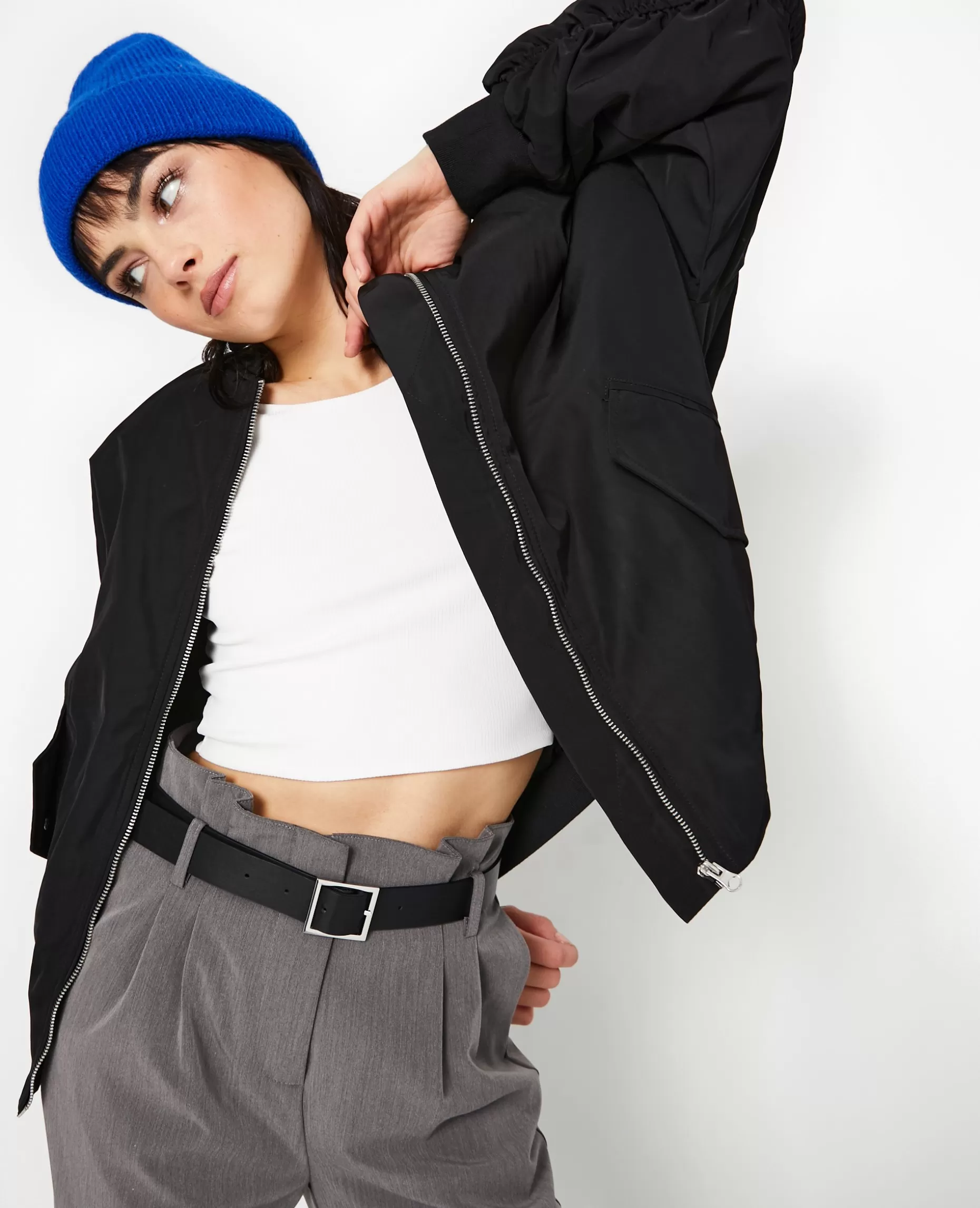 Sale Pimkie Bombers Oversize Avec Fronces Dos Et Manches - noir