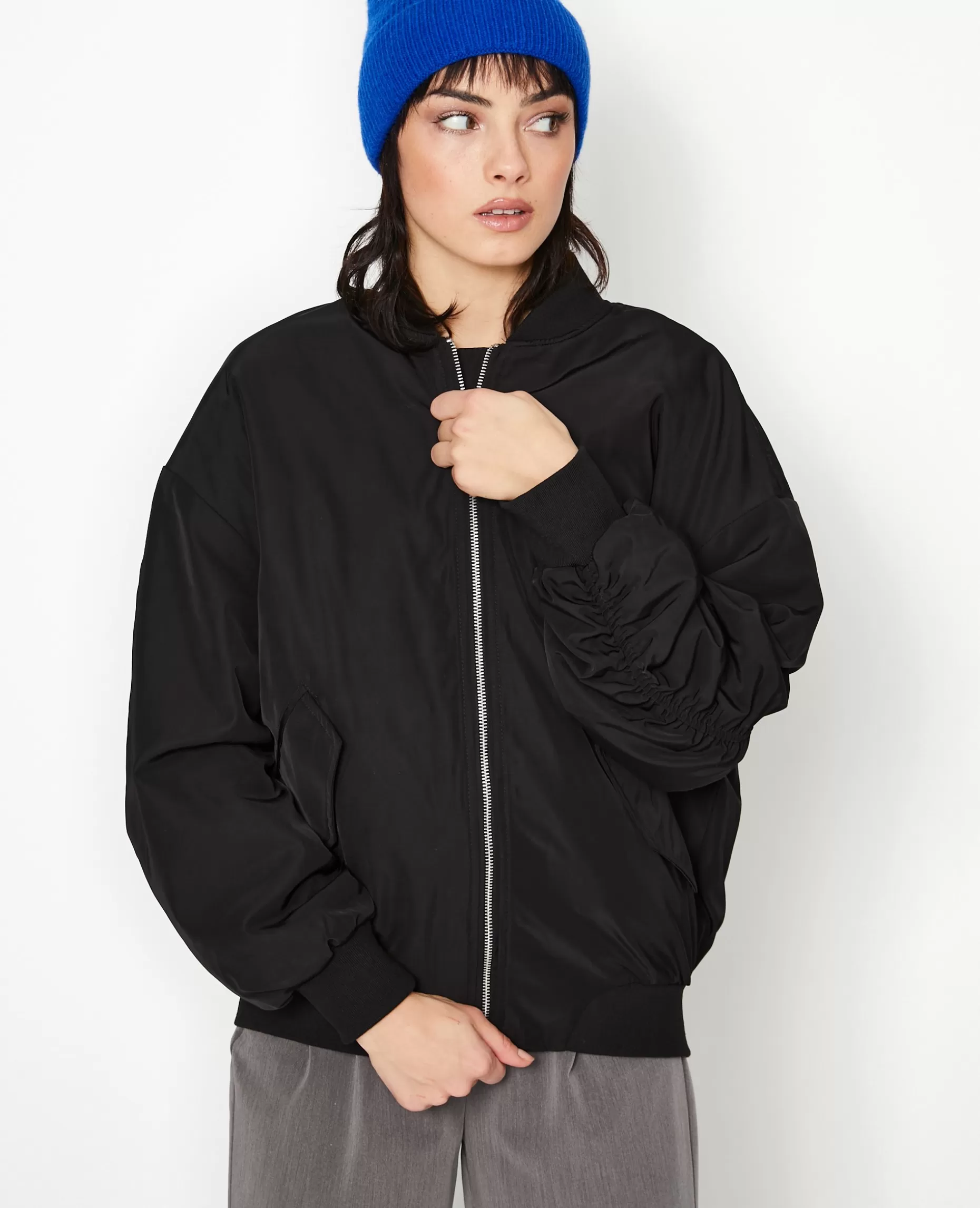 Sale Pimkie Bombers Oversize Avec Fronces Dos Et Manches - noir