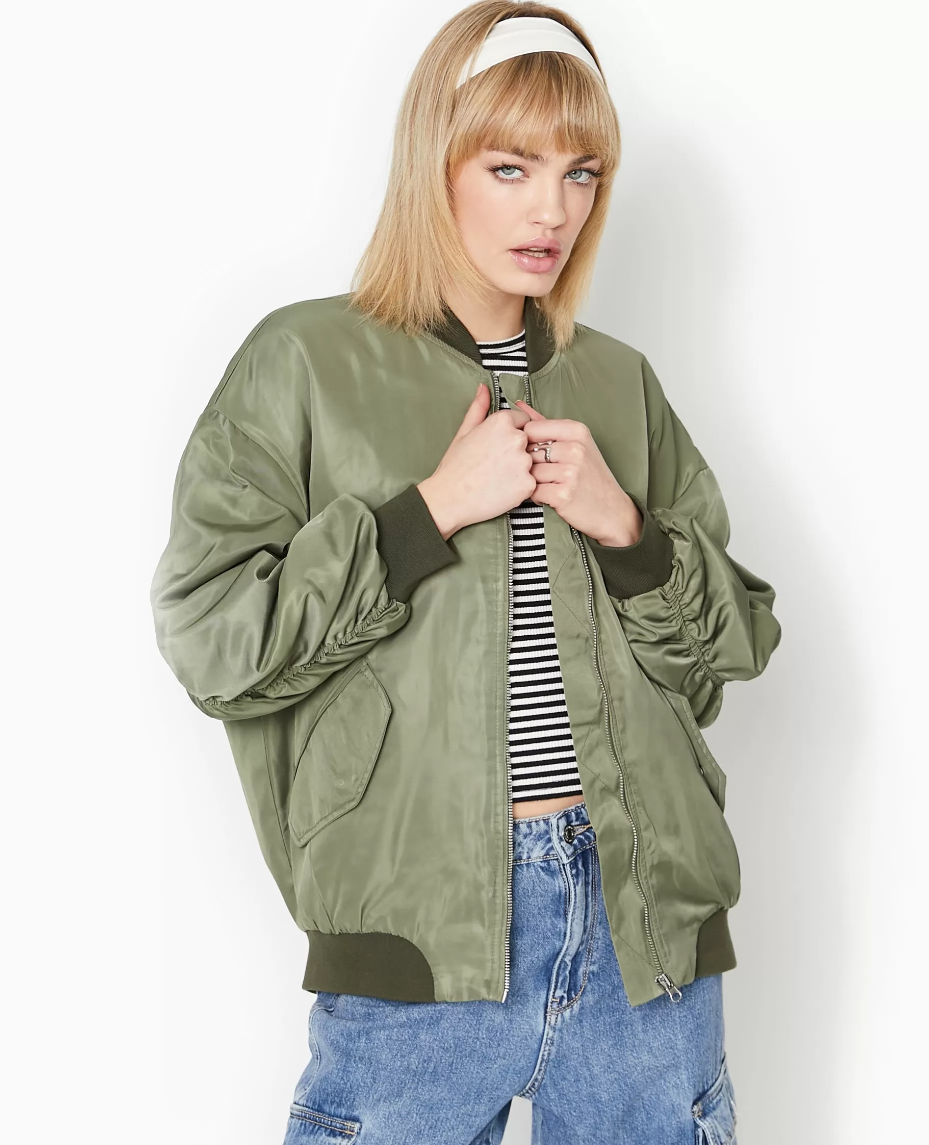 Hot Pimkie Bombers Oversize Avec Fronces Dos Et Manches - vert kaki