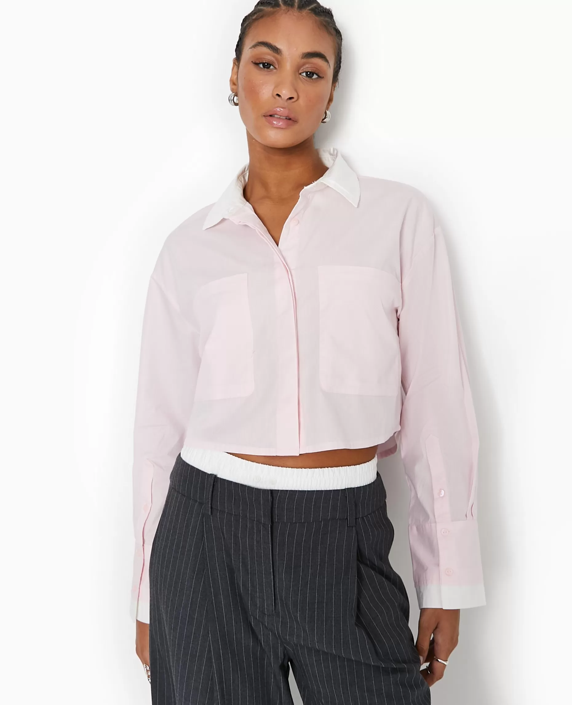 Best Pimkie Chemise Cropped Bicolore - rose clair