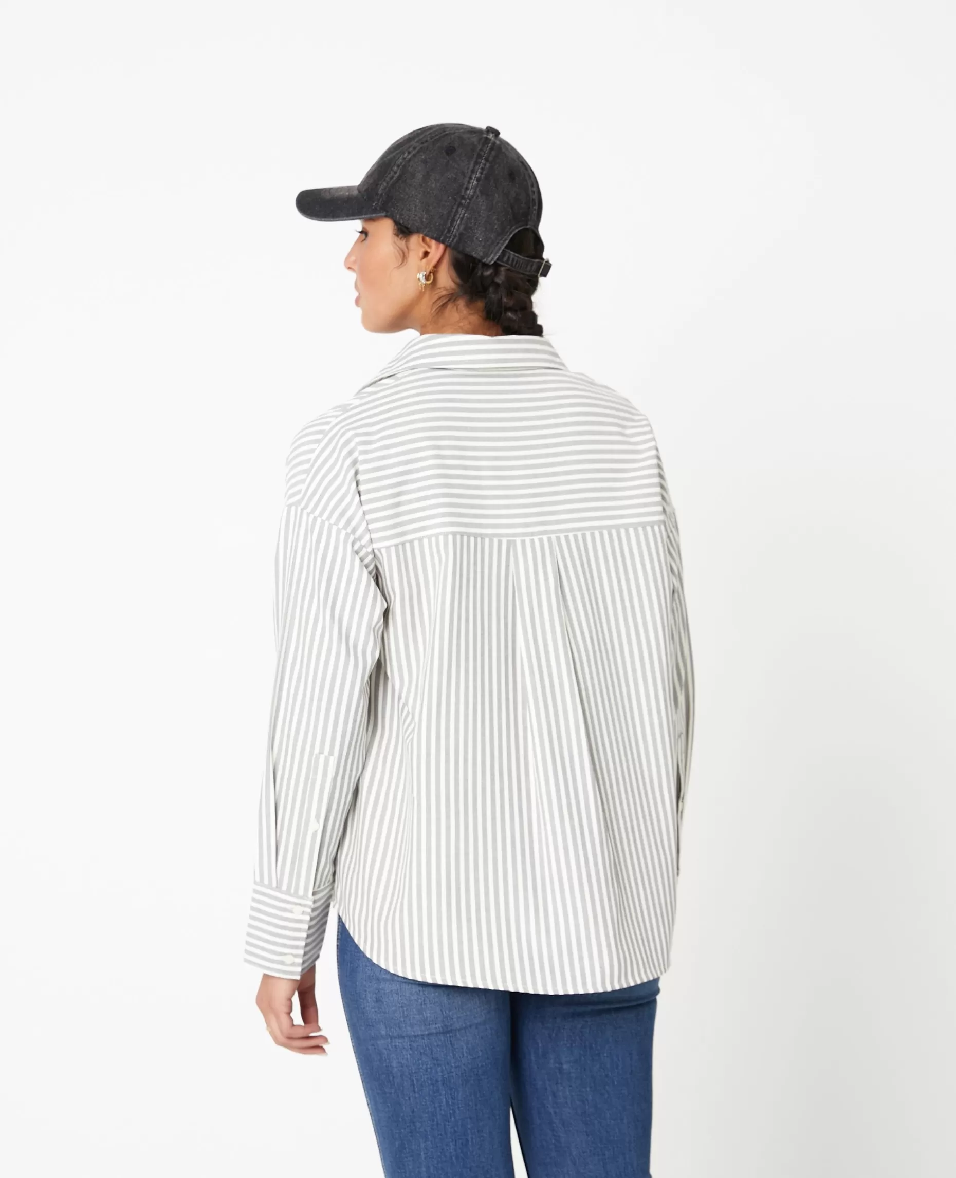 Cheap Pimkie Chemise Oversize Rayée Avec Col Ouvert - gris foncé