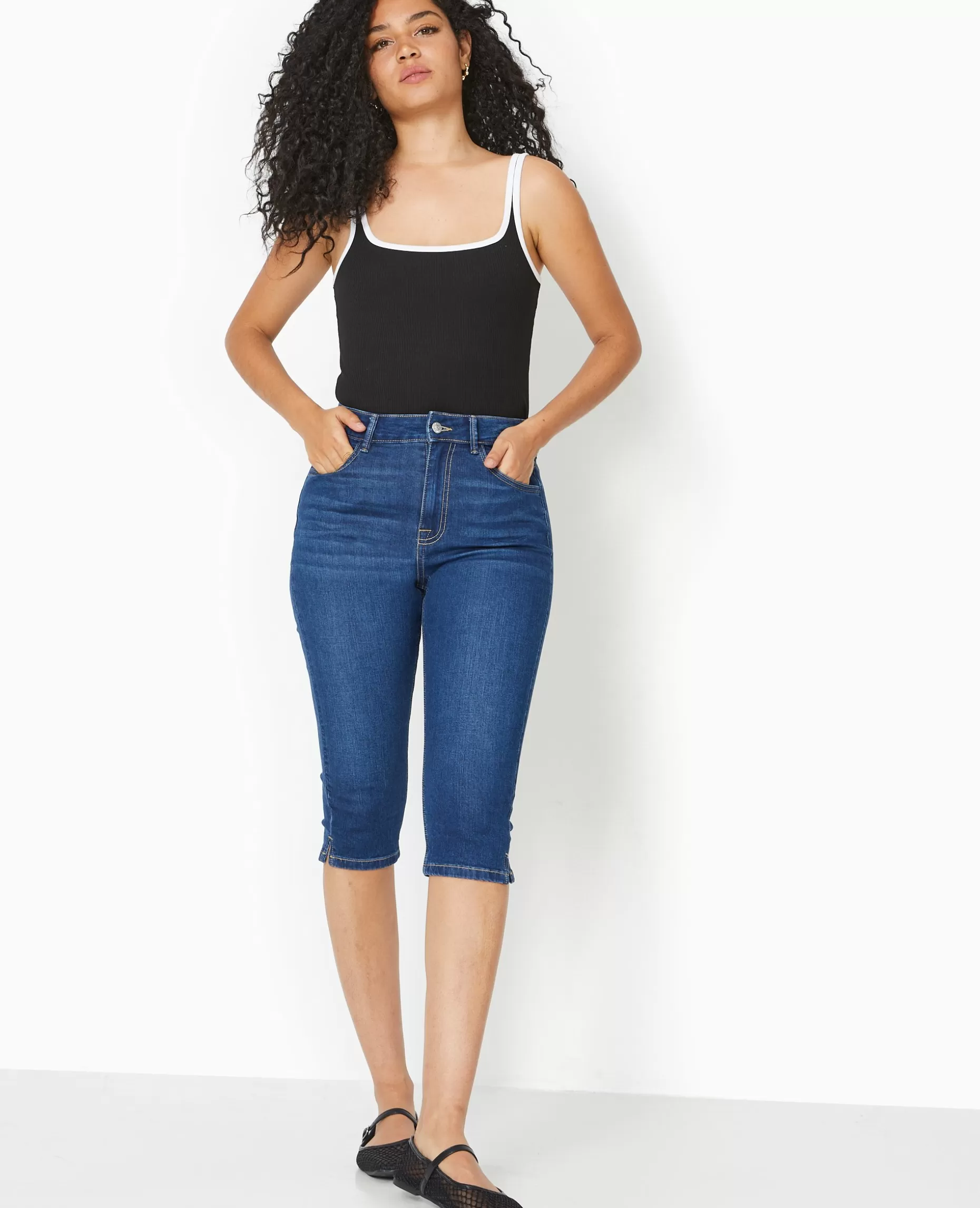 New Pimkie Corsaire Skinny En Jean Stretch Taille Haute - bleu