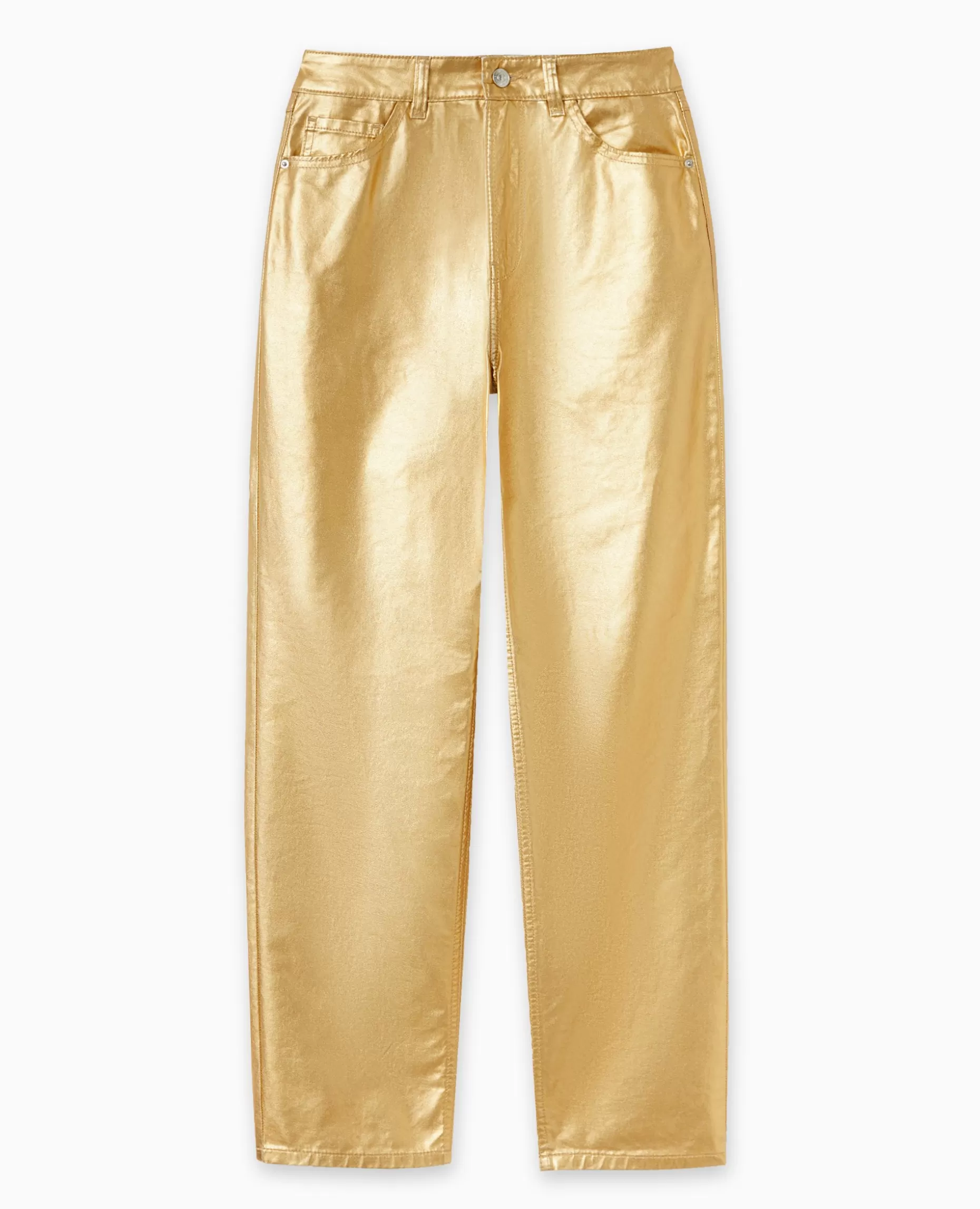New Pimkie Jean Droit Taille Haute - doré