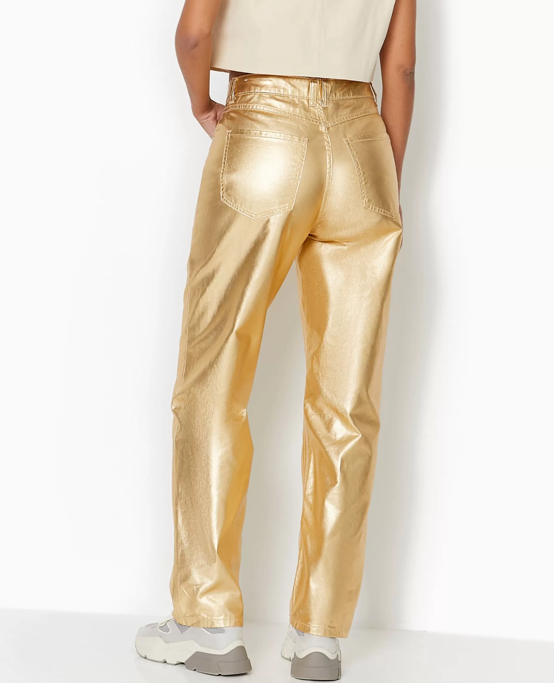 New Pimkie Jean Droit Taille Haute - doré