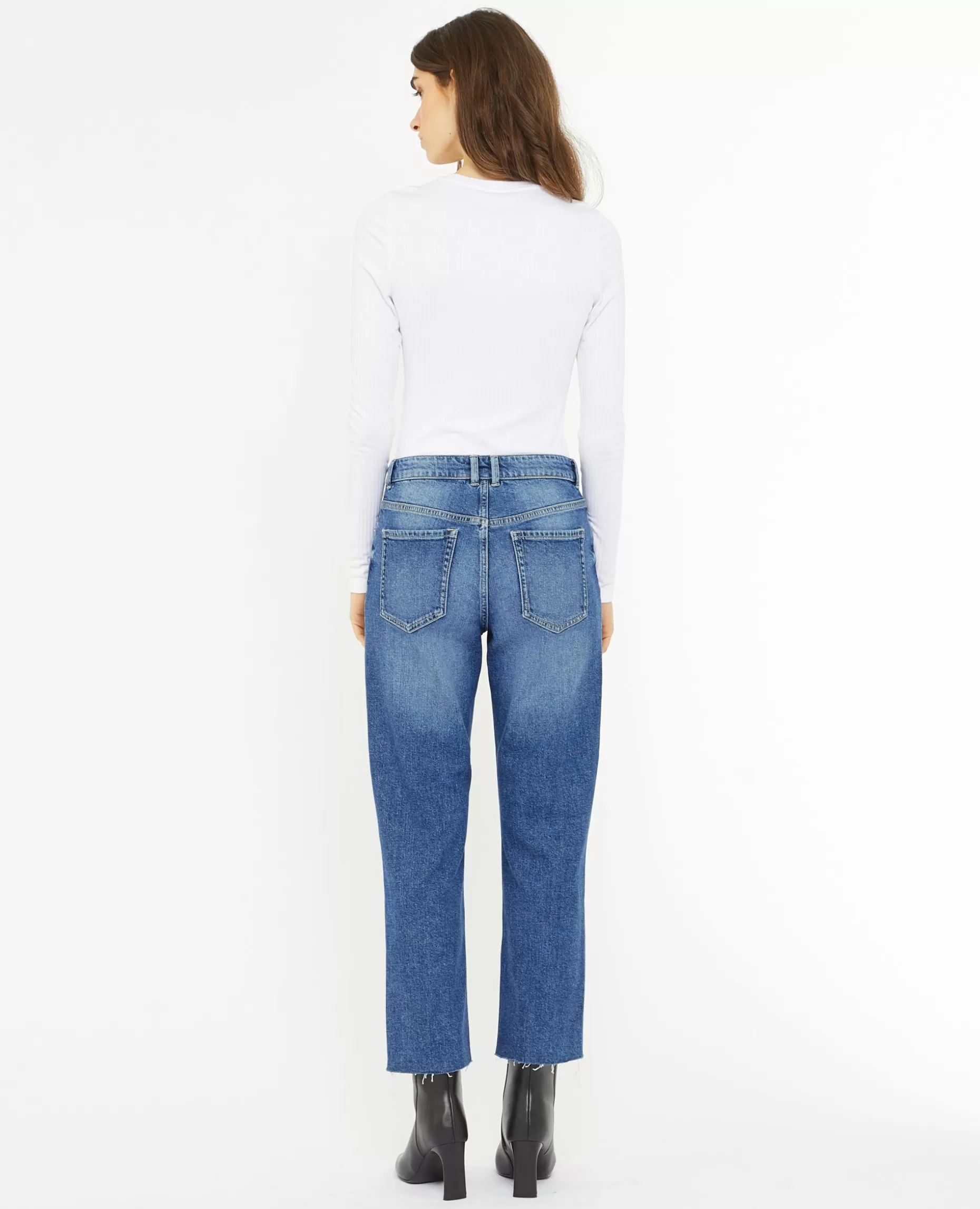 Best Sale Pimkie Jean Droit Taille Regular Avec Bas Effilochés - bleu