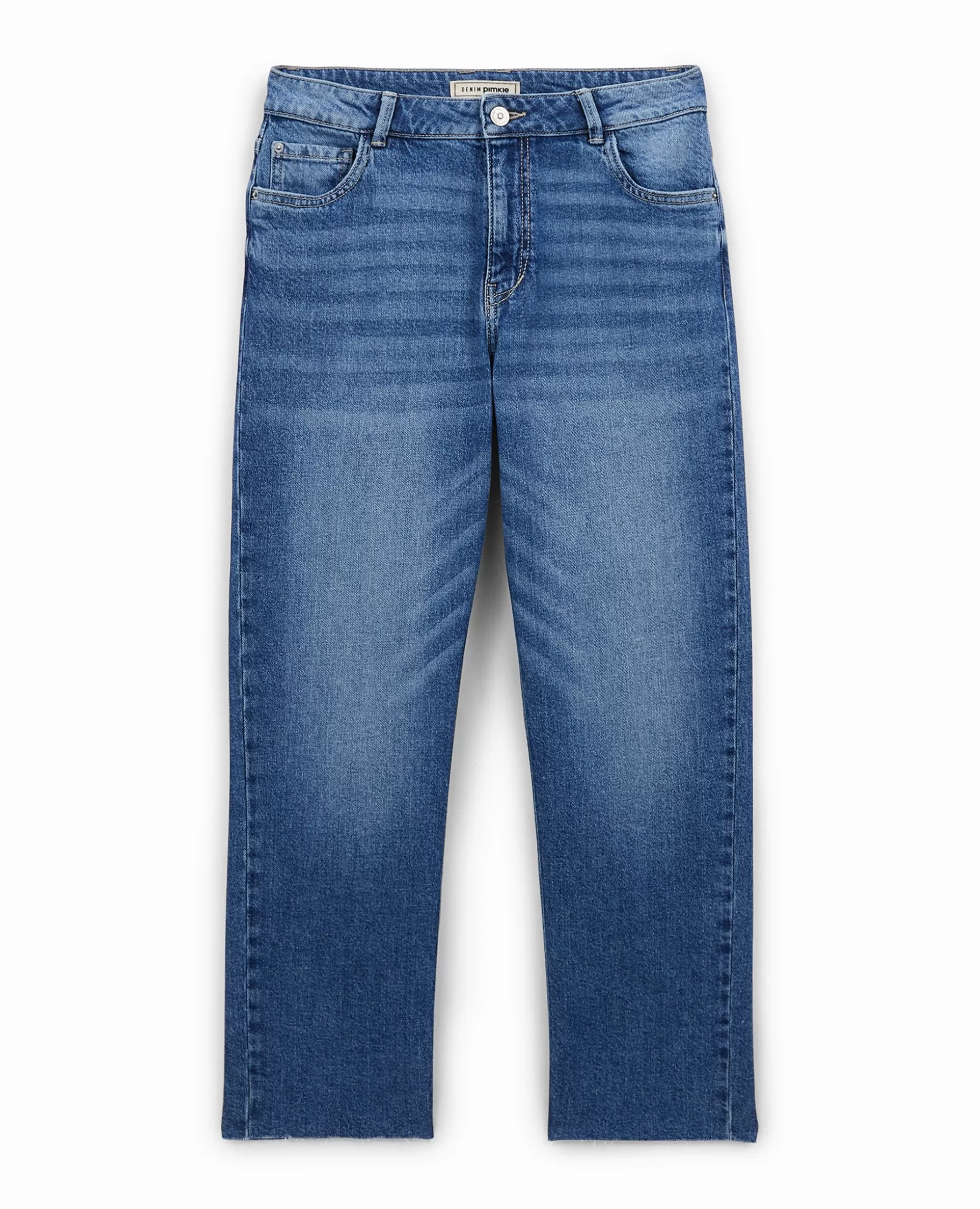 Best Sale Pimkie Jean Droit Taille Regular Avec Bas Effilochés - bleu