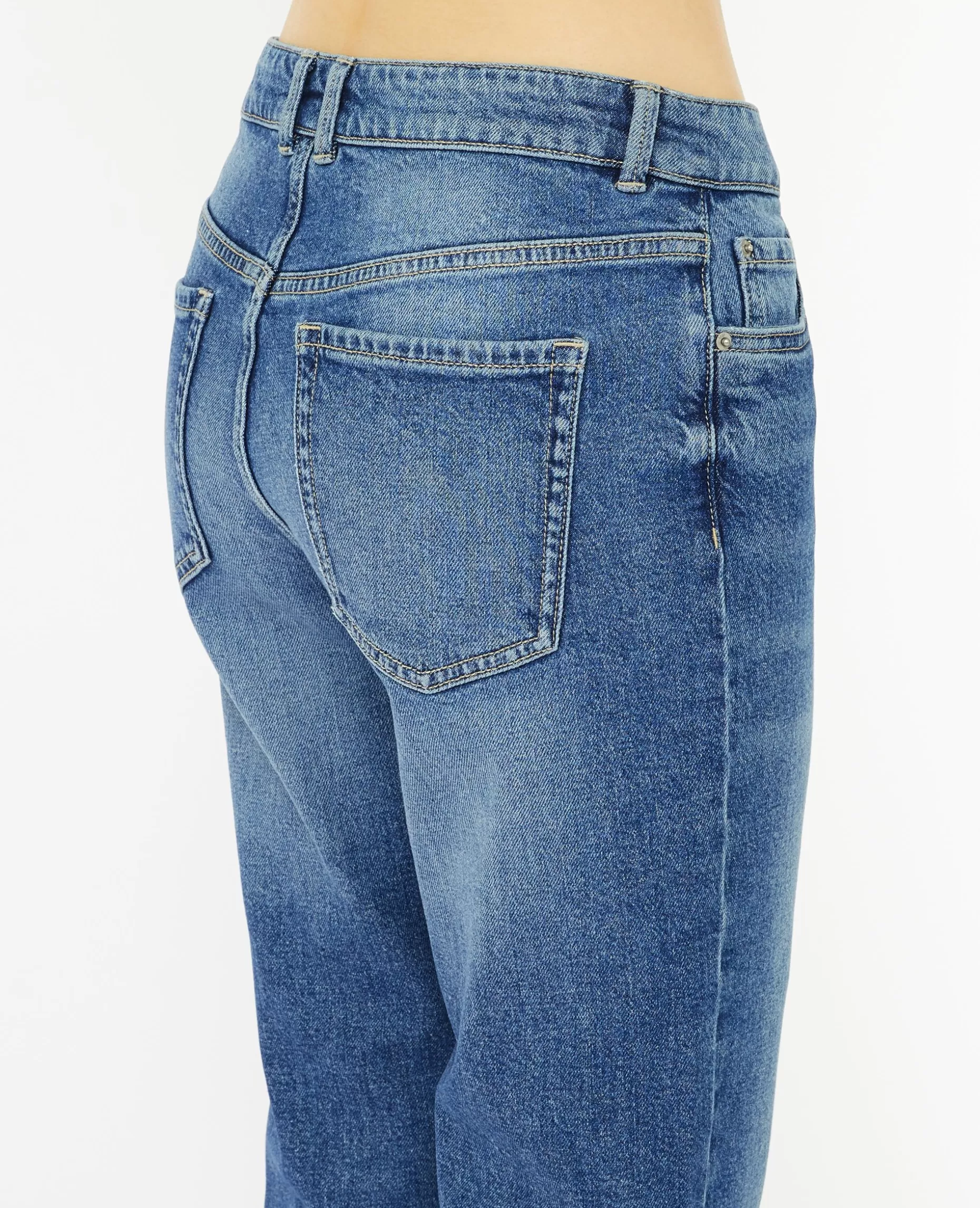 Best Sale Pimkie Jean Droit Taille Regular Avec Bas Effilochés - bleu