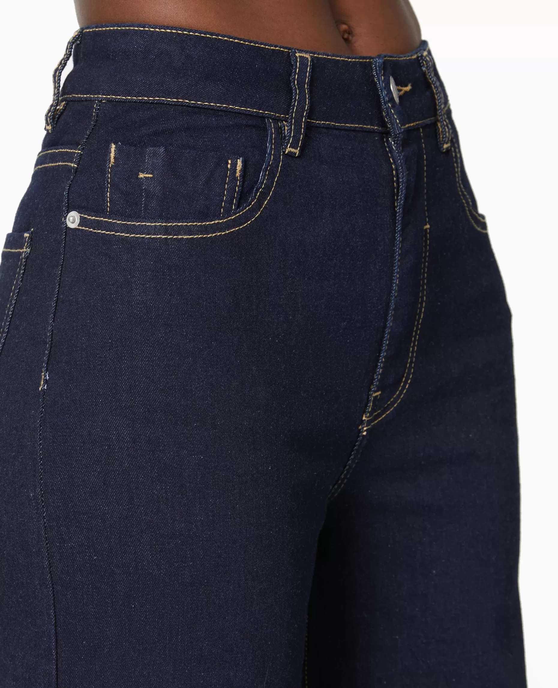 Sale Pimkie Jean Flare Taille Haute Avec Bas Coupés - bleu