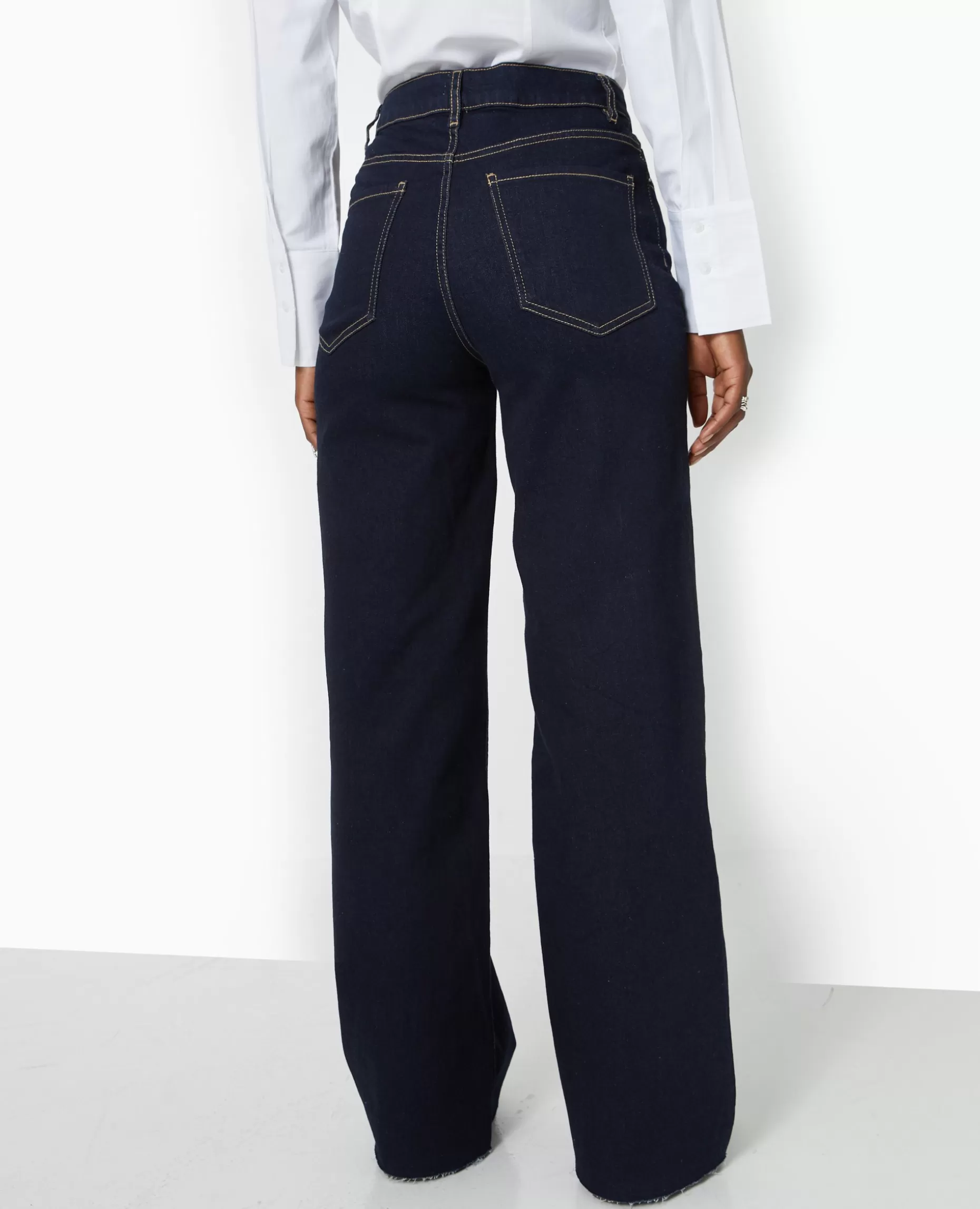 Sale Pimkie Jean Flare Taille Haute Avec Bas Coupés - bleu