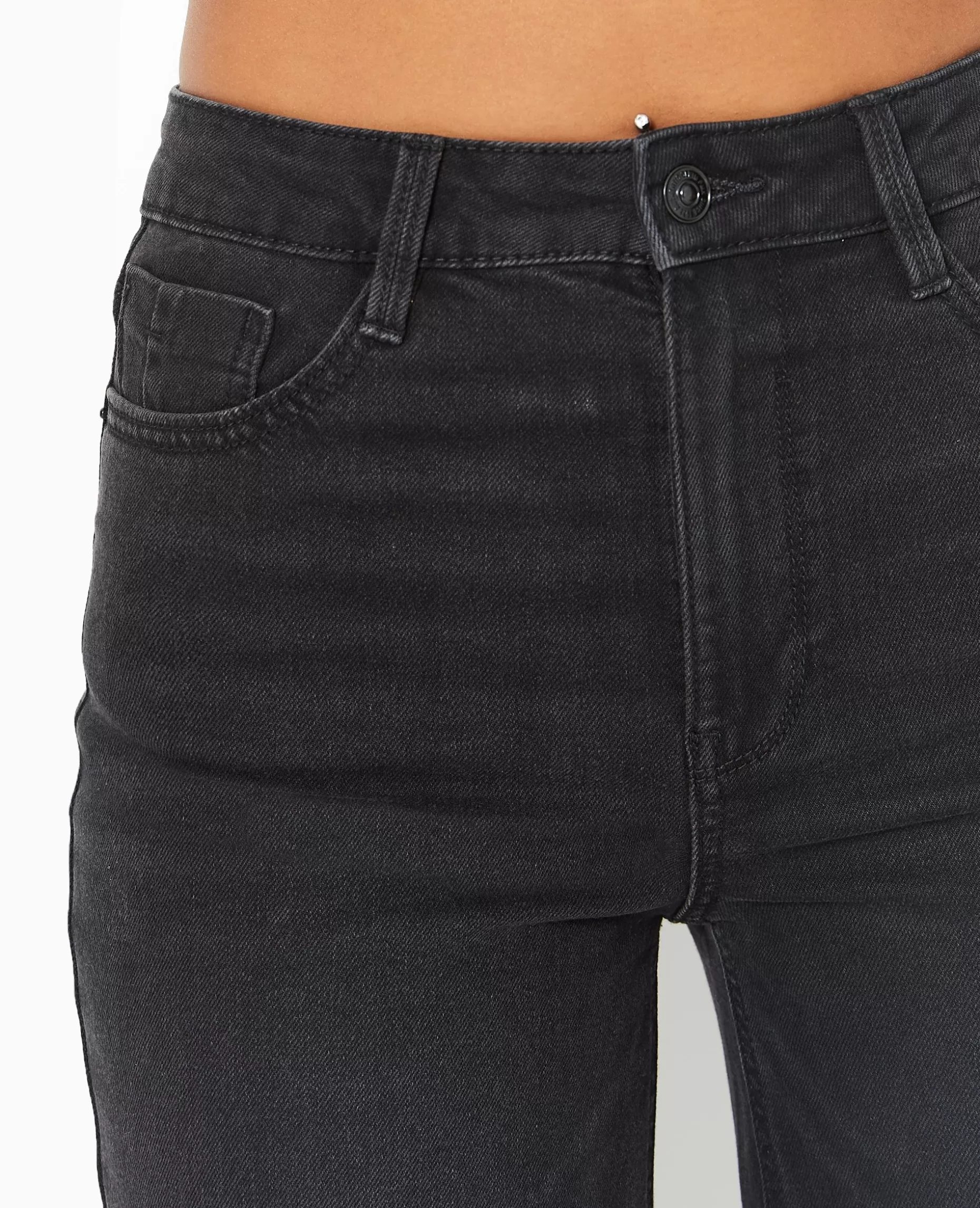 Online Pimkie Jean Wide Taille Haute Avec Bas Coupés - noir