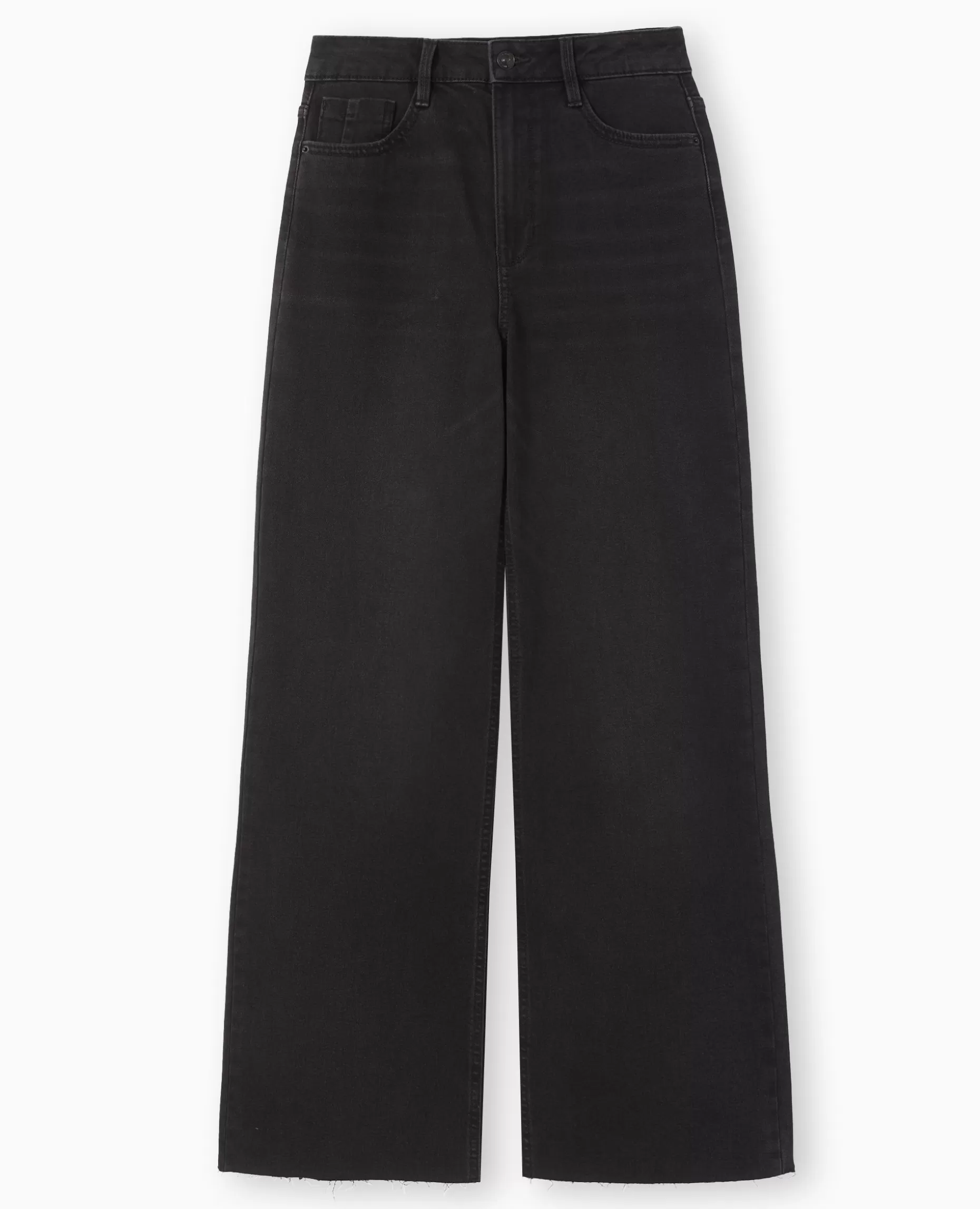 Online Pimkie Jean Wide Taille Haute Avec Bas Coupés - noir