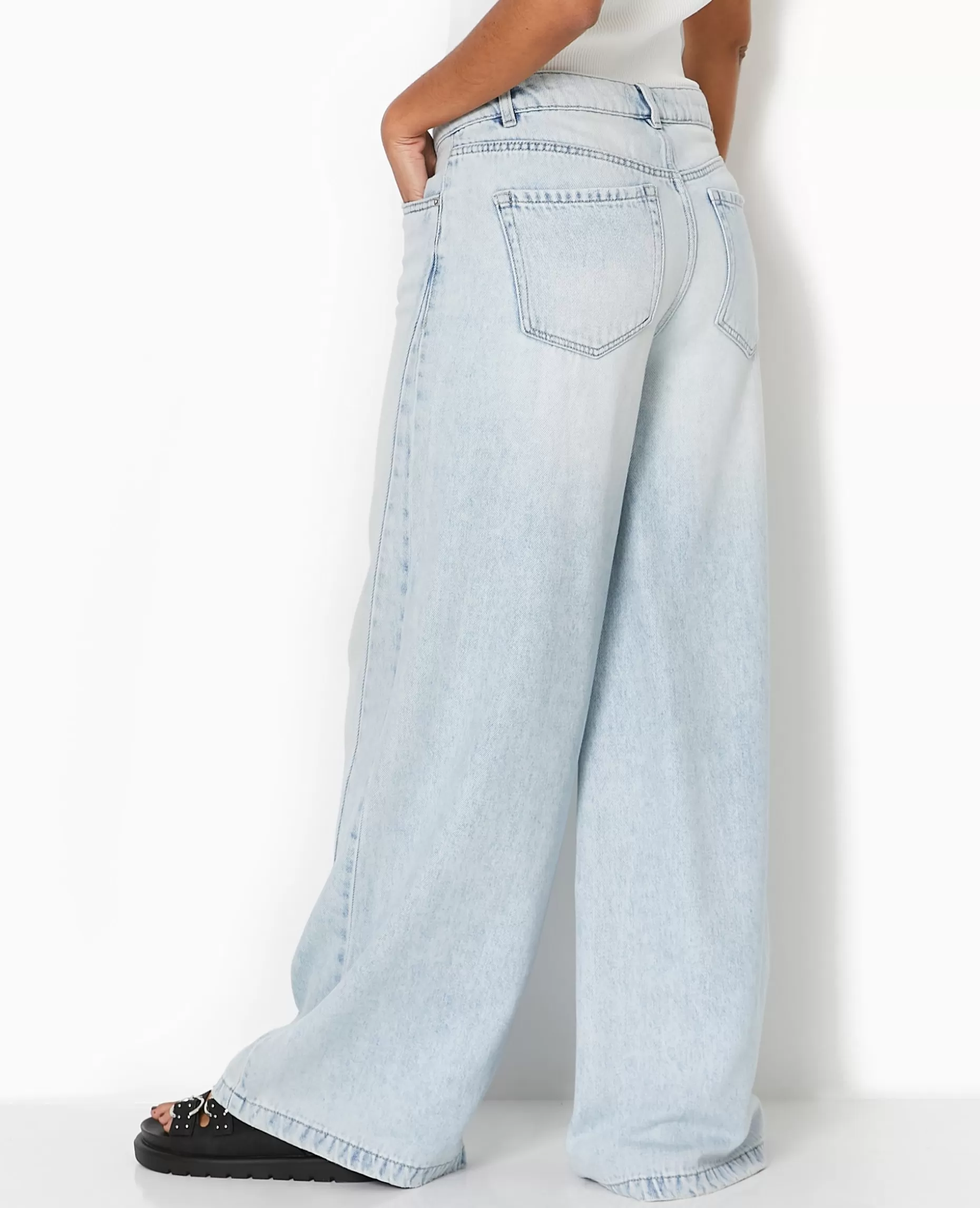 Discount Pimkie Jean Wide Ultra Large Taille Basse - bleu clair