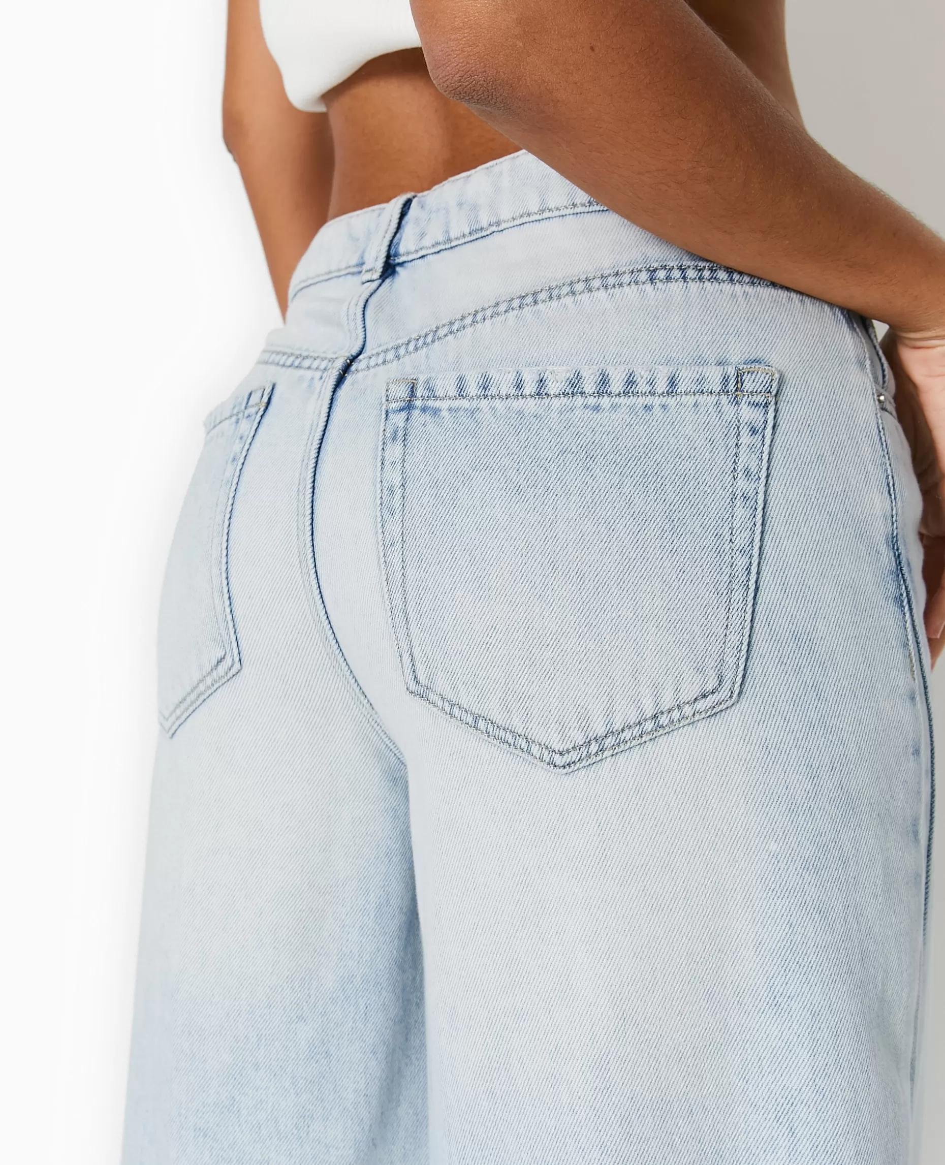 Discount Pimkie Jean Wide Ultra Large Taille Basse - bleu clair