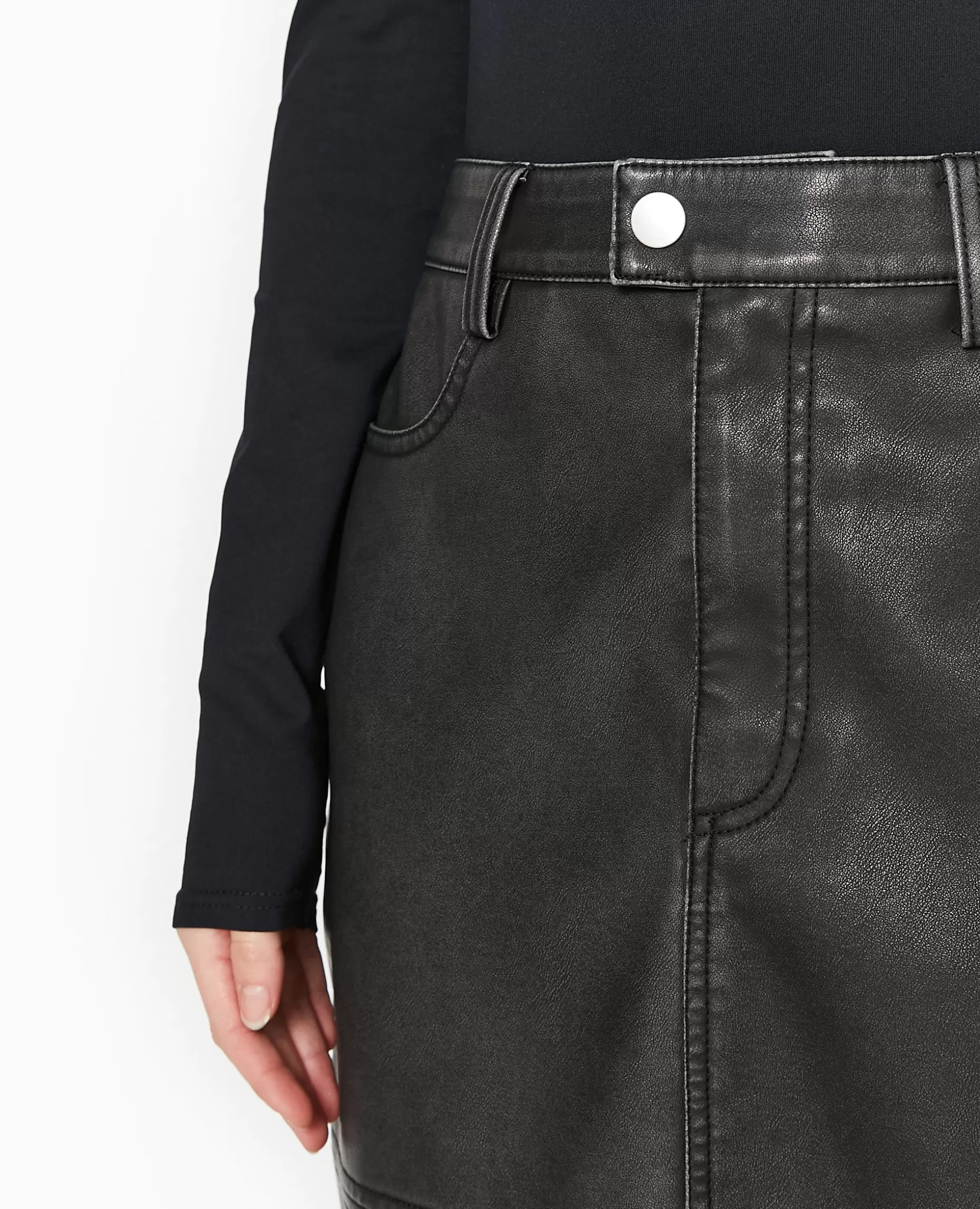 Best Pimkie Jupe Longue En Faux Cuir Used Avec Poches - gris foncé