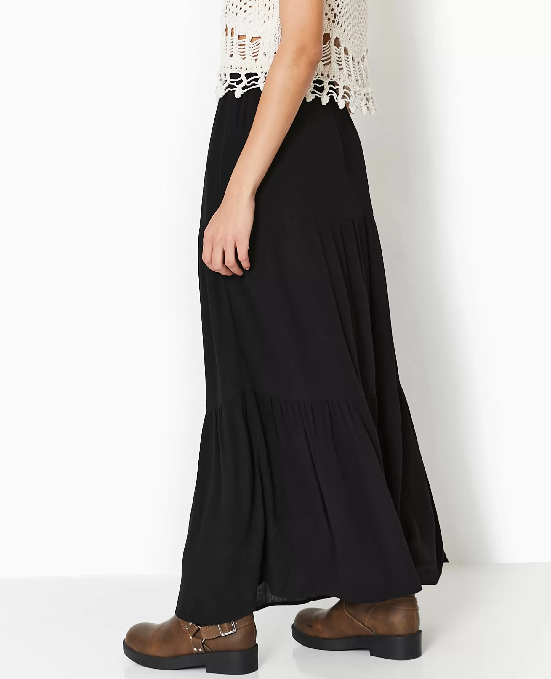 Best Sale Pimkie Jupon Long à étages - noir