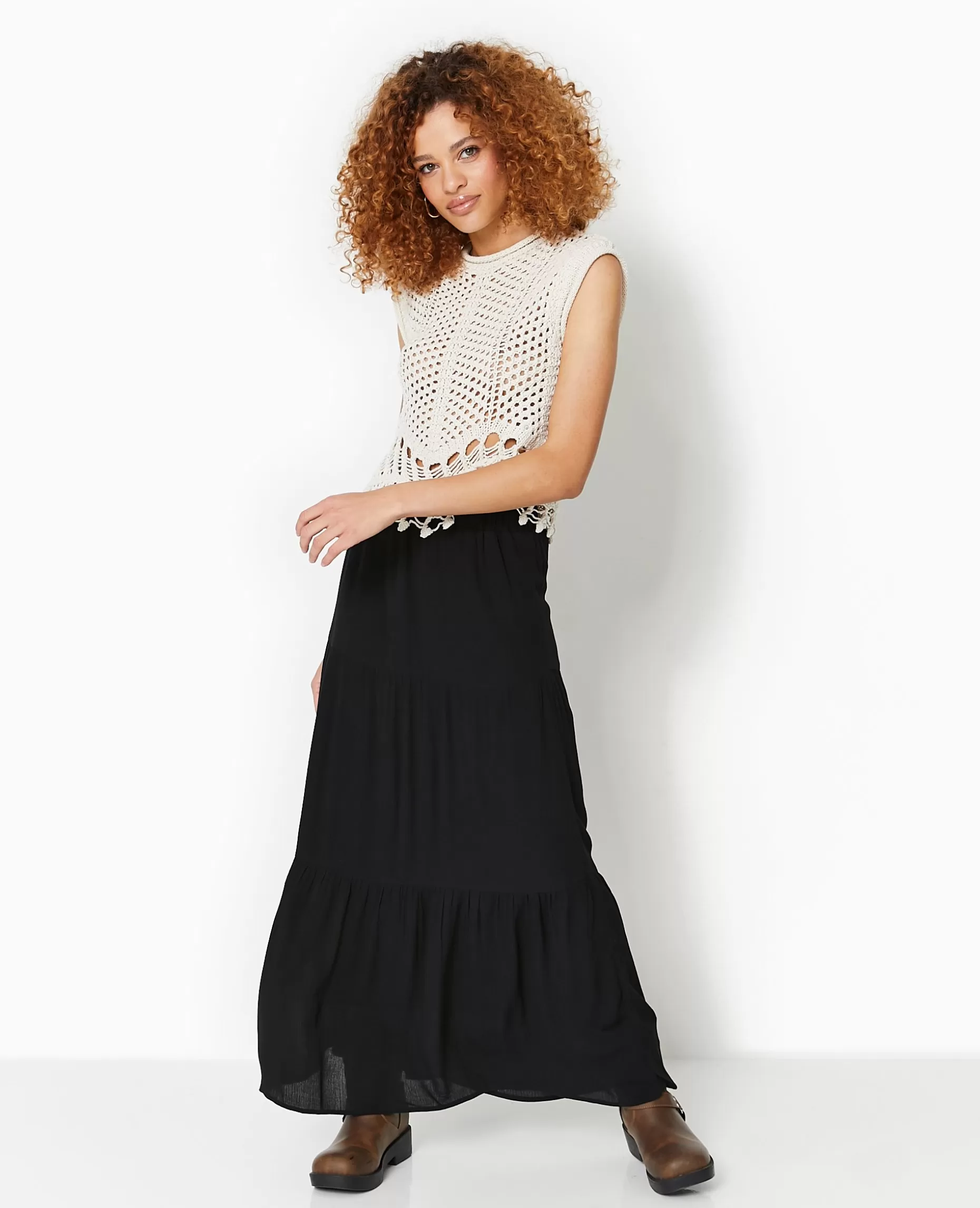 Best Sale Pimkie Jupon Long à étages - noir