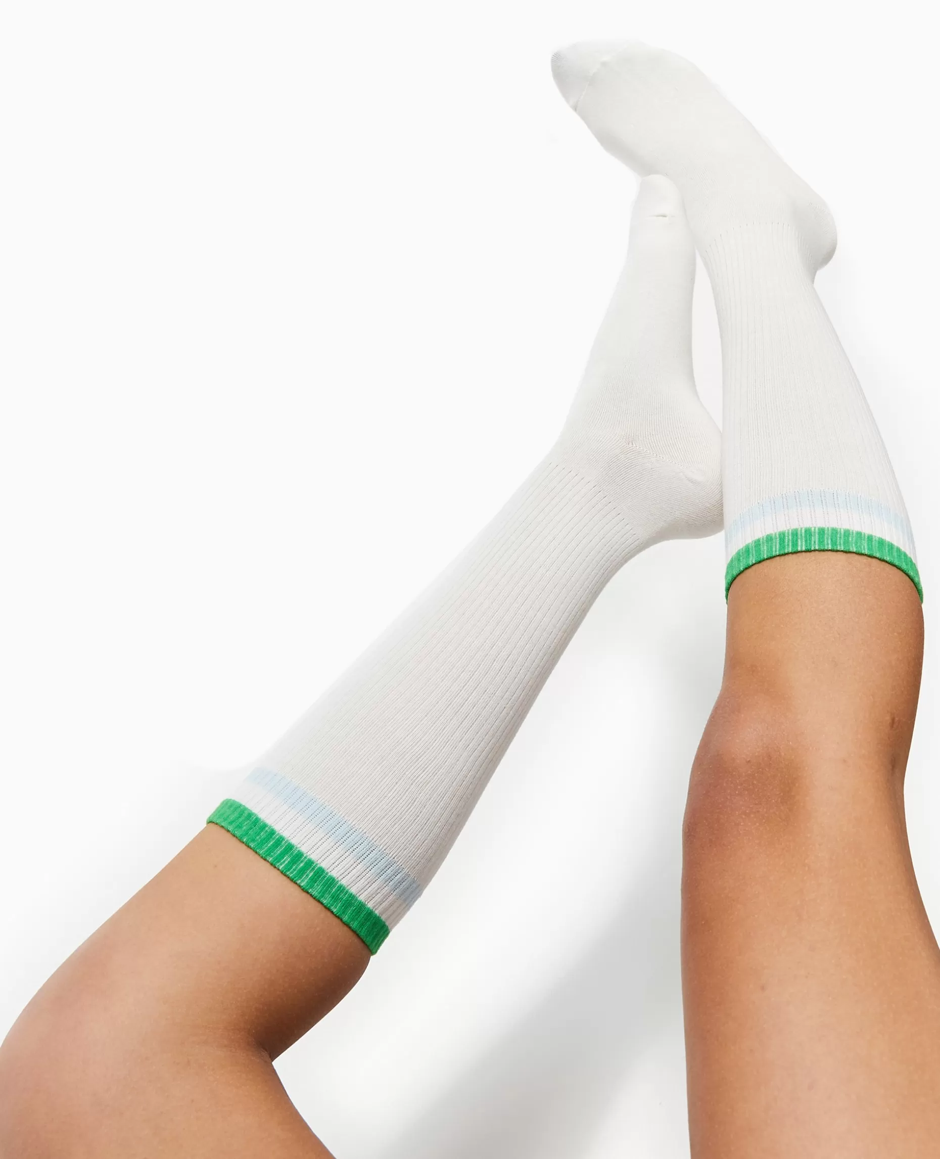 Sale Pimkie Paire De Chaussettes Hautes Avec Bandes Couleur - vert