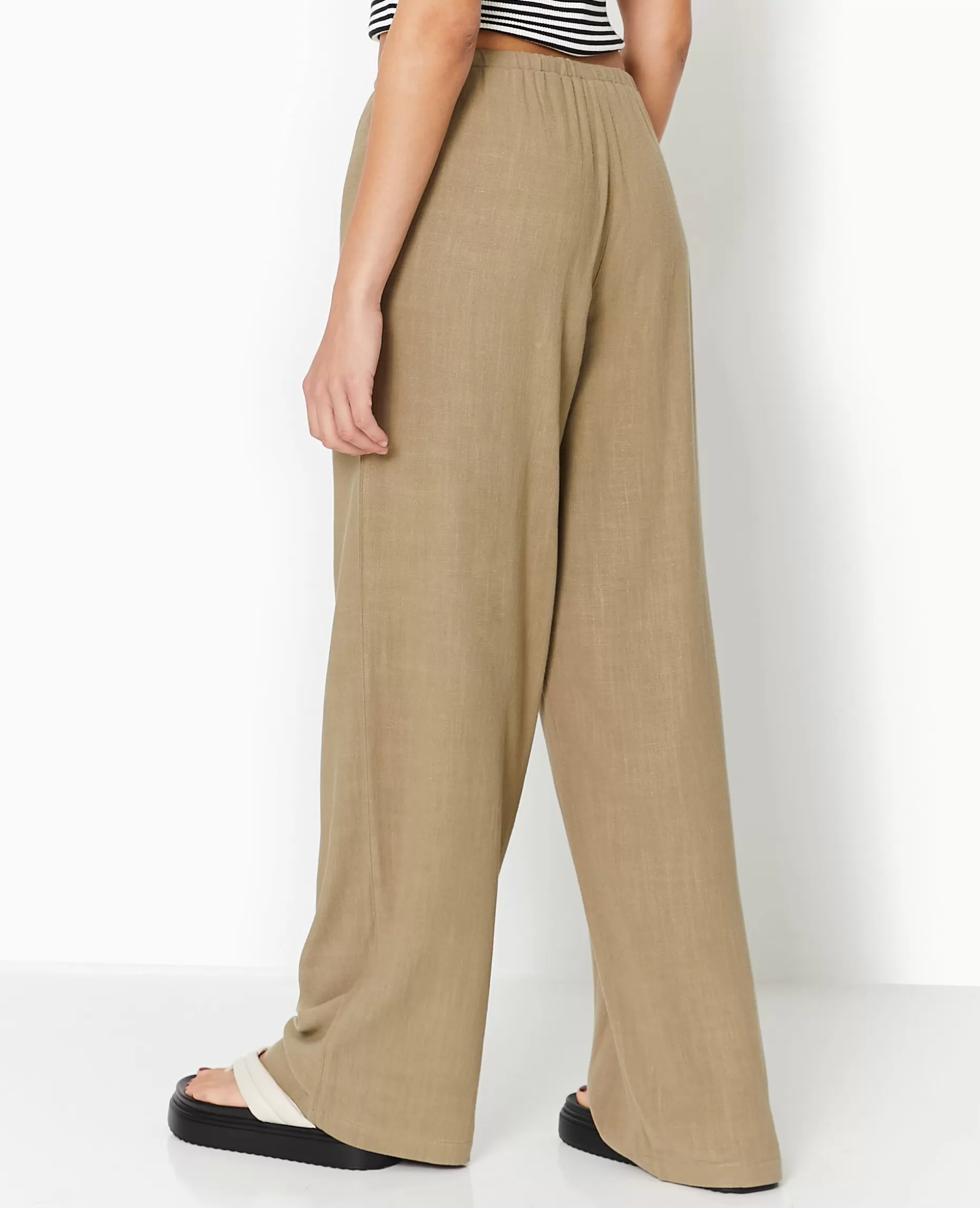 Flash Sale Pimkie Pantalon Droit Et Large Avec Taille élastiquée - vert kaki