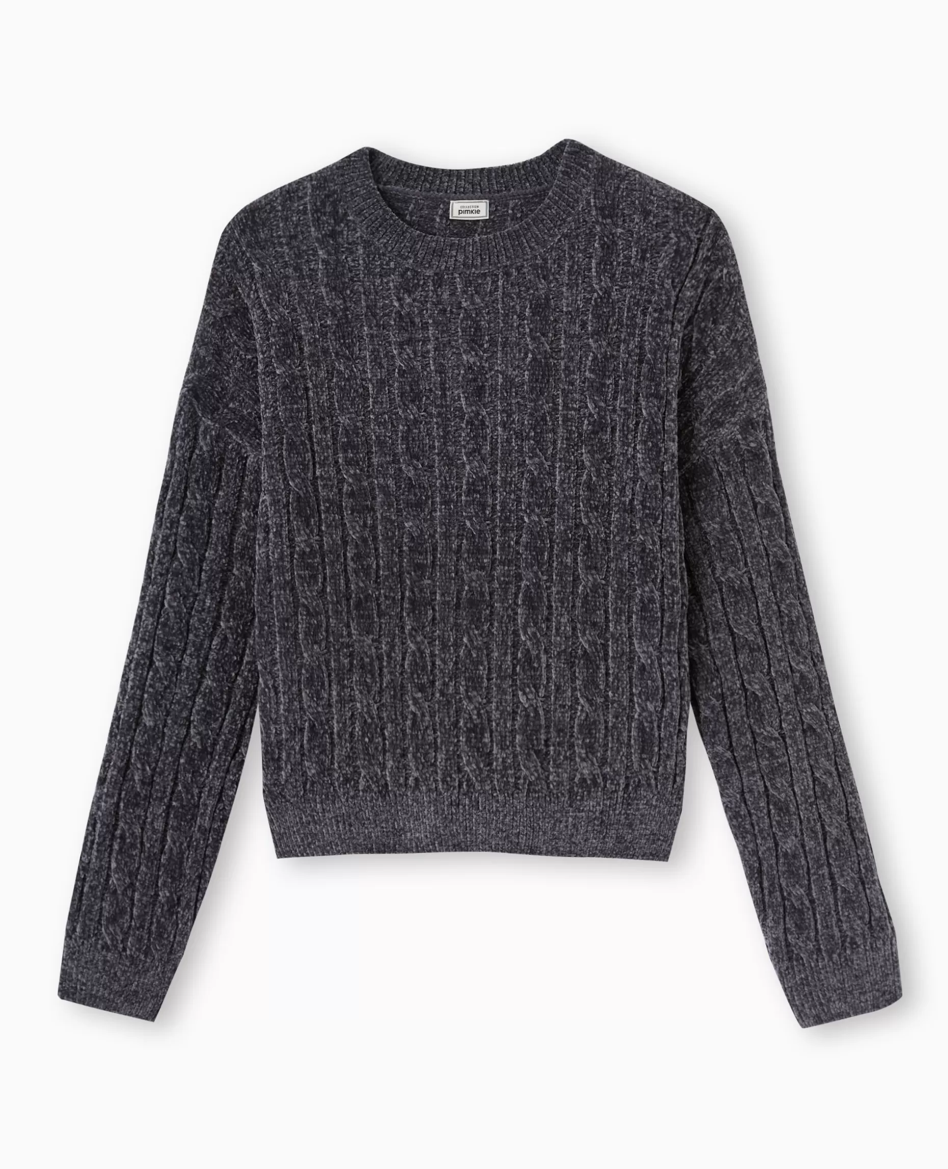 Best Sale Pimkie Pull Col Rond En Maille Chenille Torsadée - gris foncé