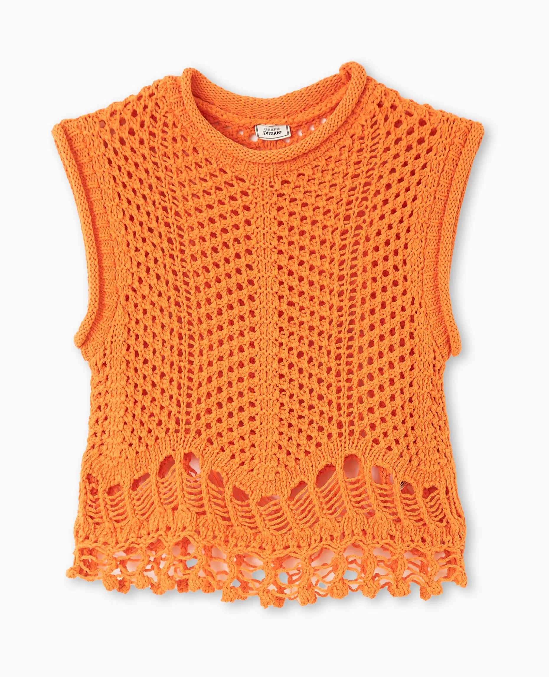 Flash Sale Pimkie Pull Sans Manches En Maille Ajourée Et Fantaisie - orange
