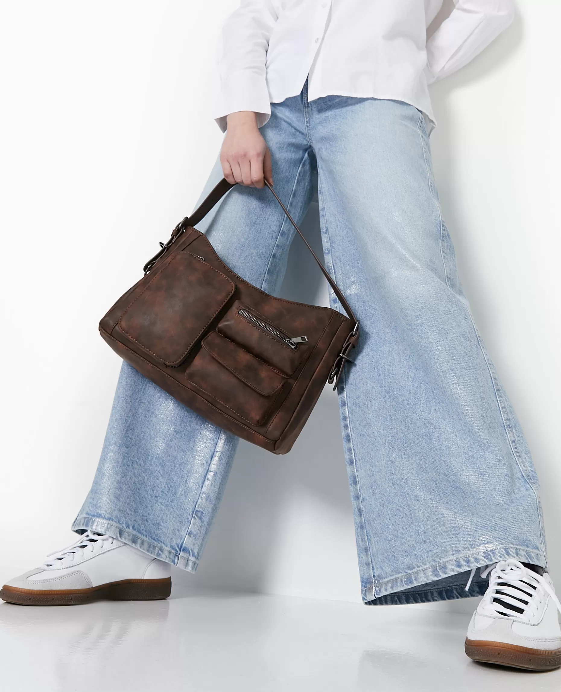 Cheap Pimkie Sac Multipoche Effet Cuir Usé - marron
