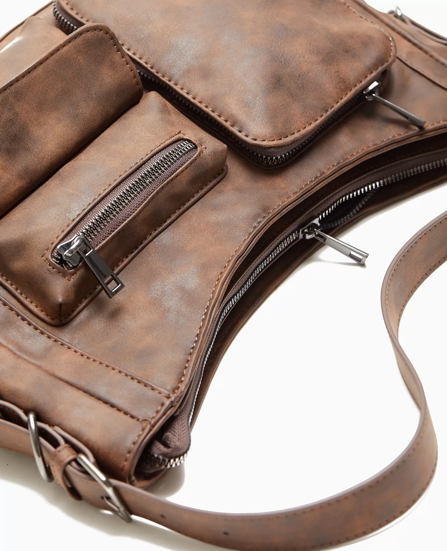 Cheap Pimkie Sac Multipoche Effet Cuir Usé - marron
