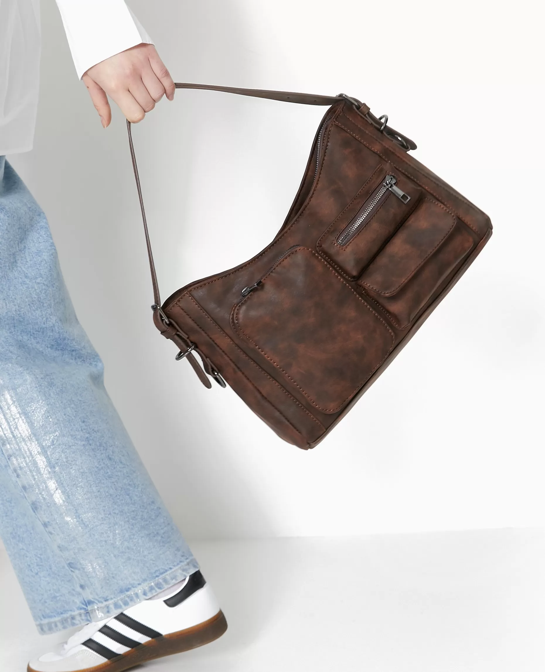 Cheap Pimkie Sac Multipoche Effet Cuir Usé - marron