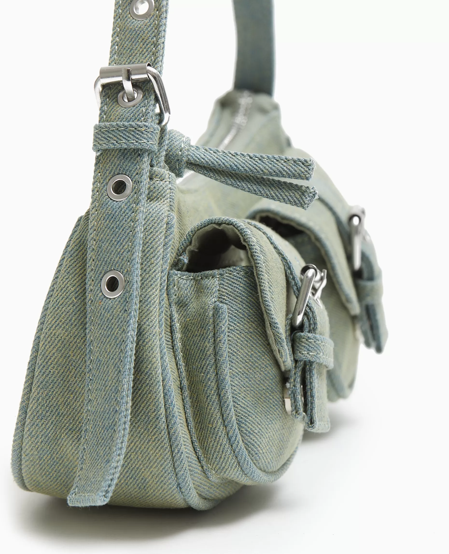 Shop Pimkie Sac Multipoche En Jean Effet Dirty - bleu clair