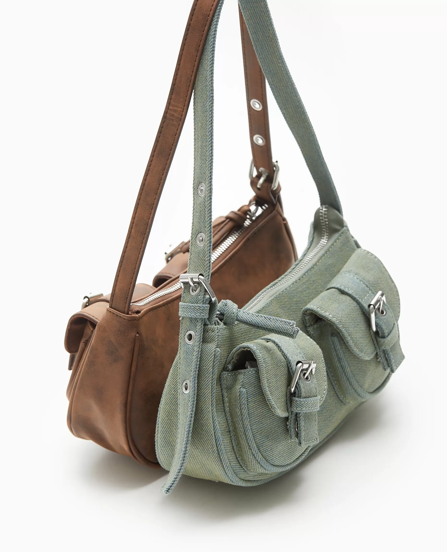 Shop Pimkie Sac Multipoche En Jean Effet Dirty - bleu clair
