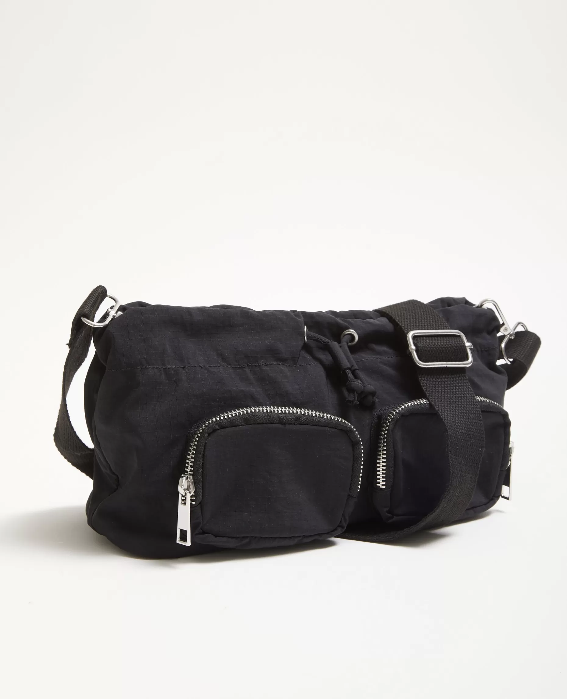 Sale Pimkie Sac Souple En Nylon Avec Poches Et Lien Coulissant - noir