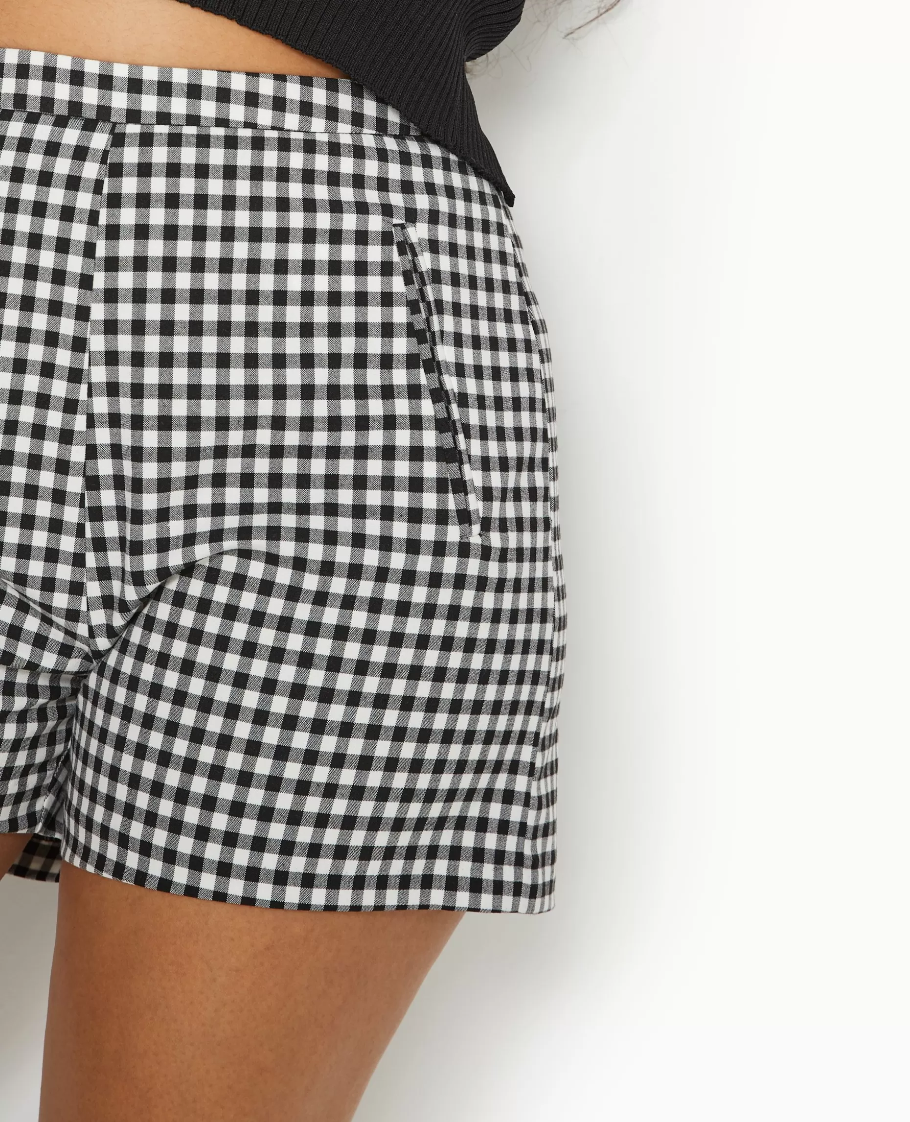 Discount Pimkie Short City Taille Haute Motif Vichy - noir