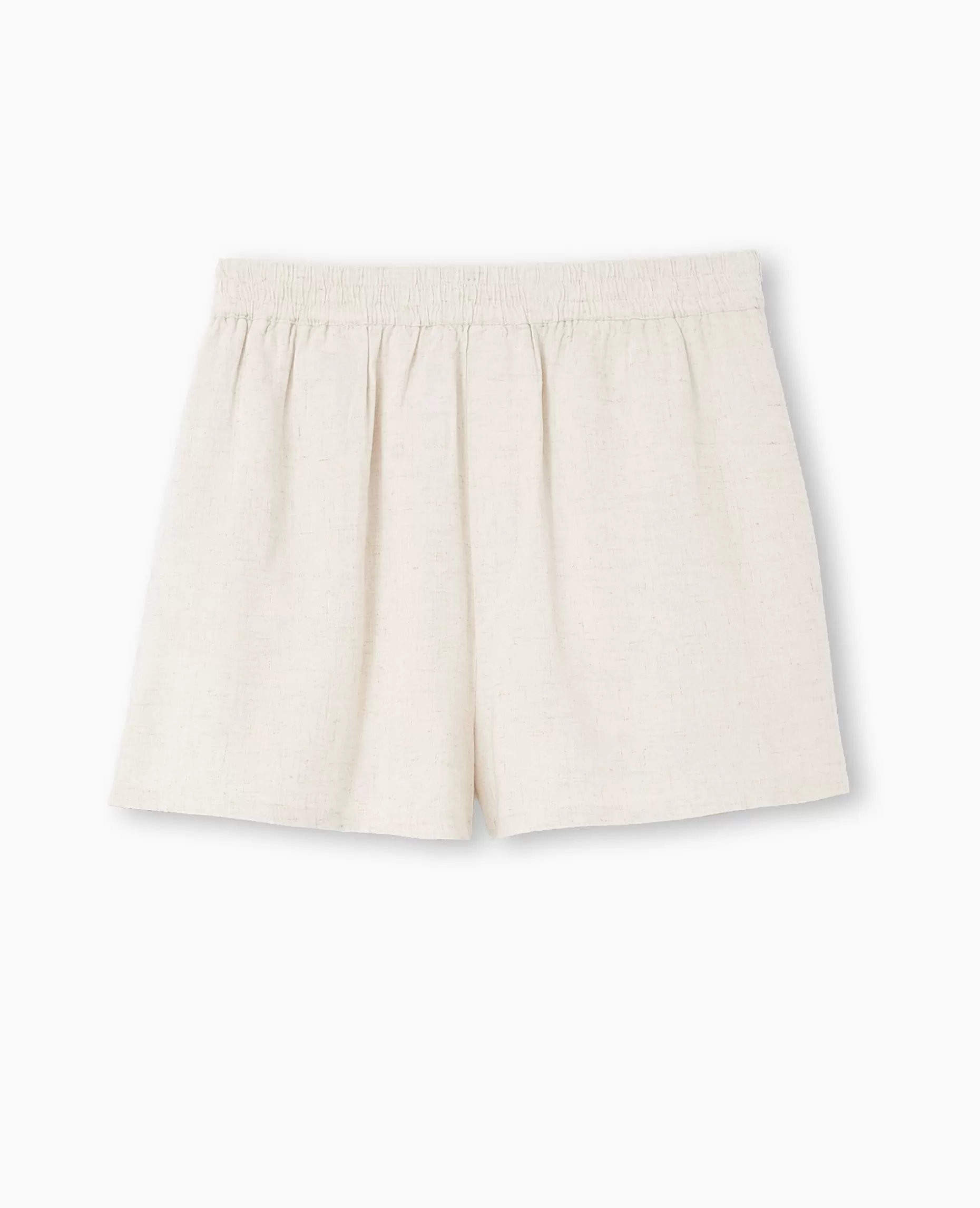 Discount Pimkie Short Court Taille élastiquée Avec Lin - beige
