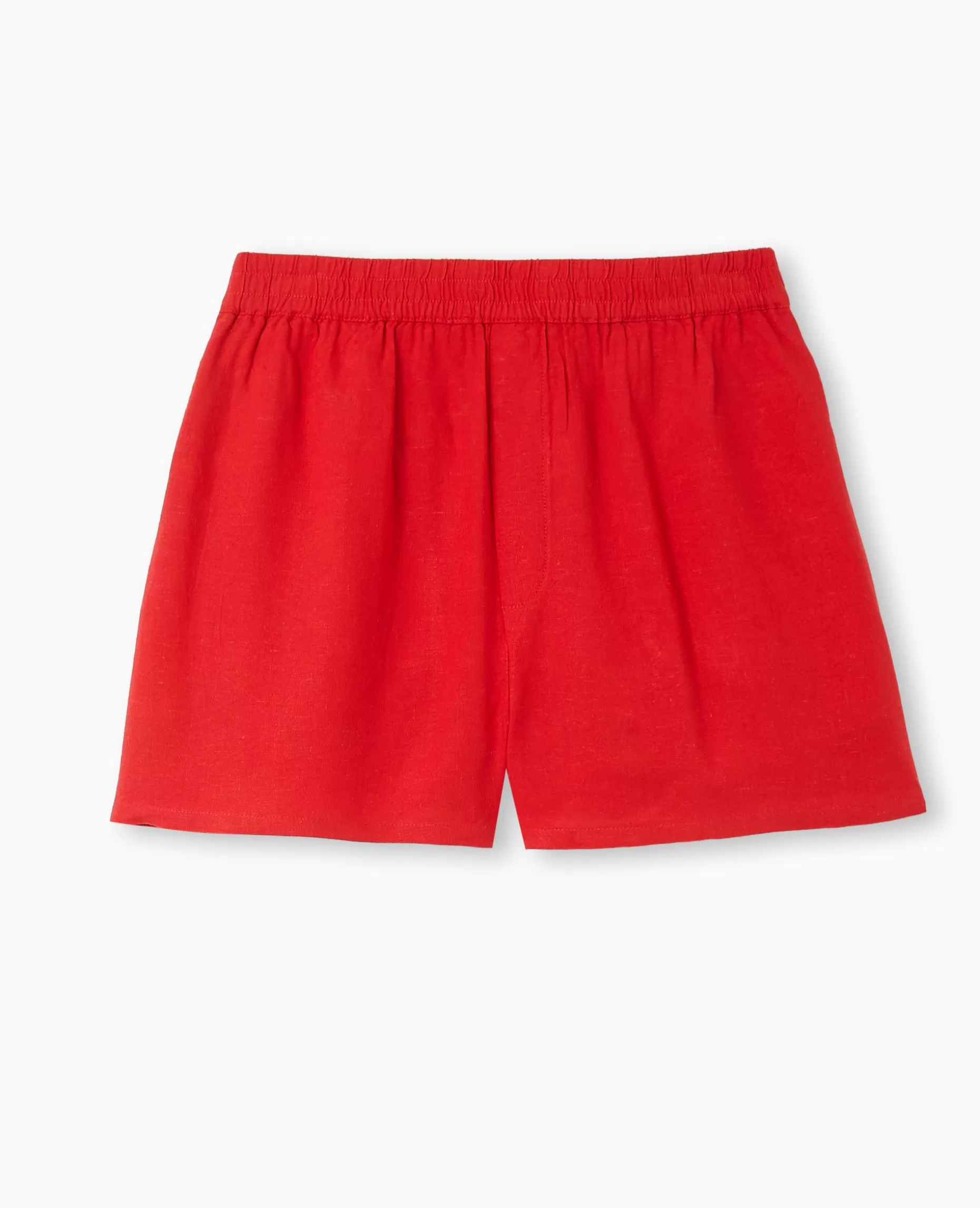New Pimkie Short Court Taille élastiquée Avec Lin - rouge