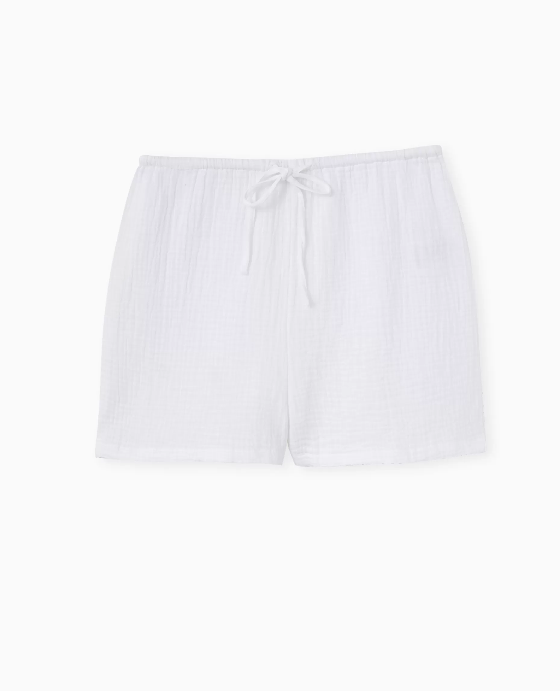 Online Pimkie Short En Gaze De Coton Avec Lien Coulissé - blanc