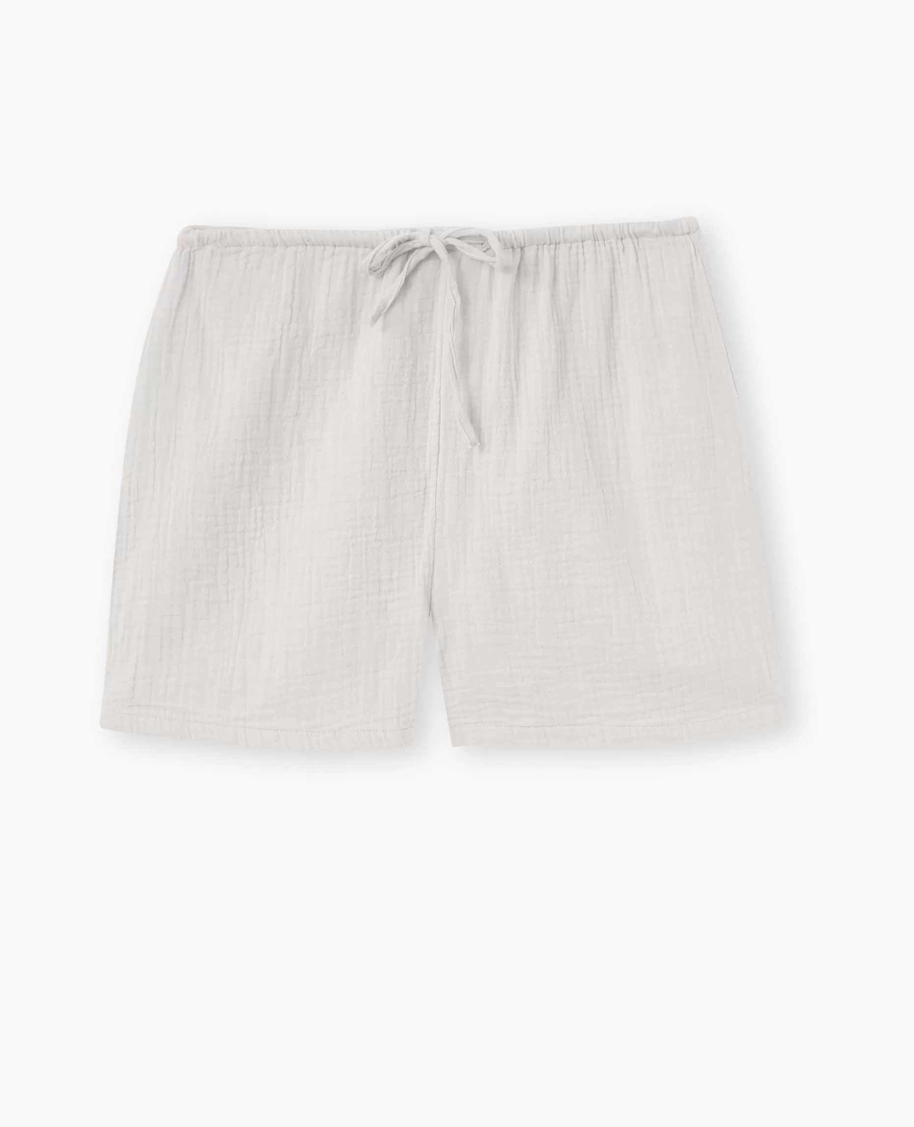 Best Sale Pimkie Short En Gaze De Coton Avec Lien Coulissé - gris clair