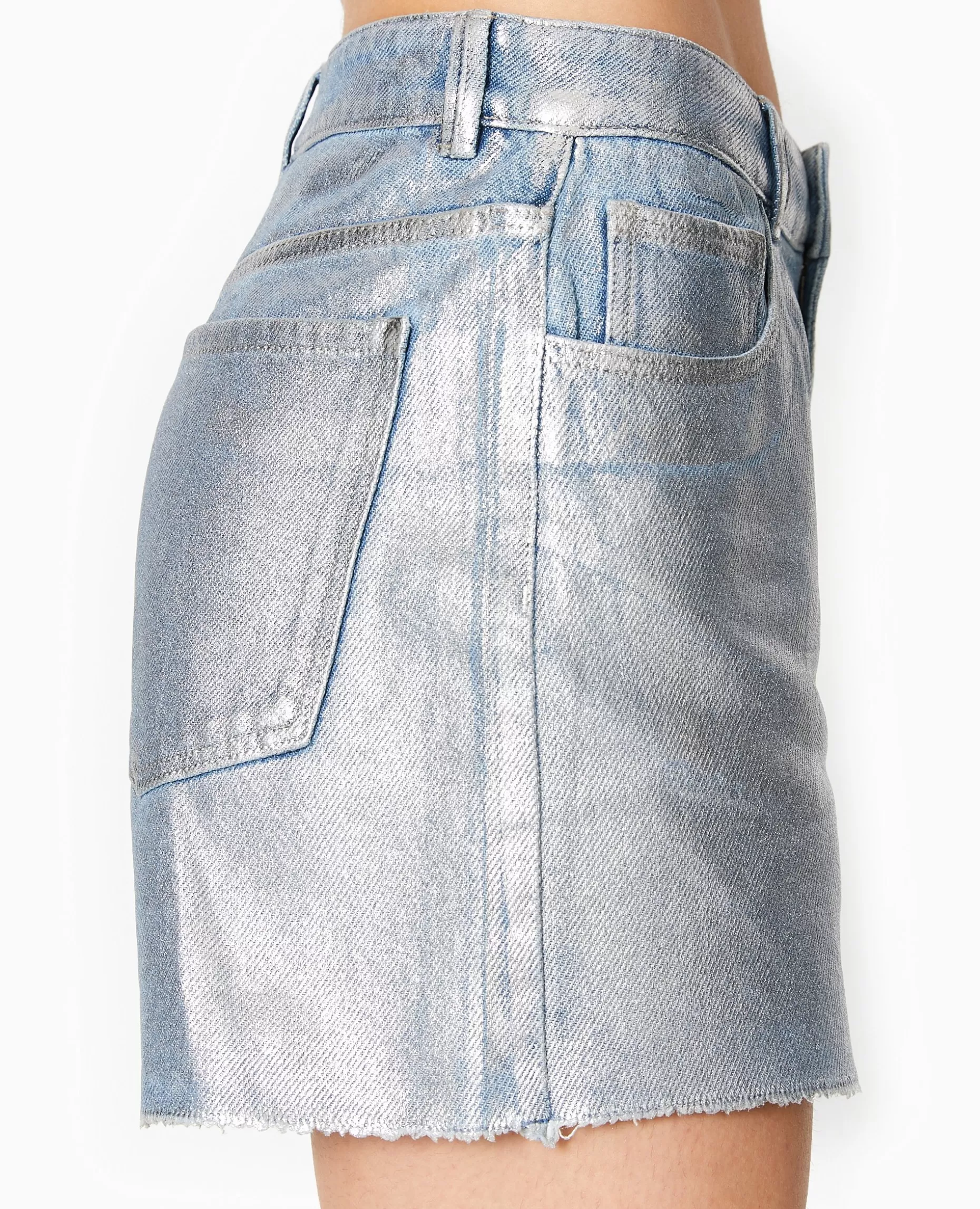 Clearance Pimkie Short En Jean Enduit Taille Haute - bleu clair