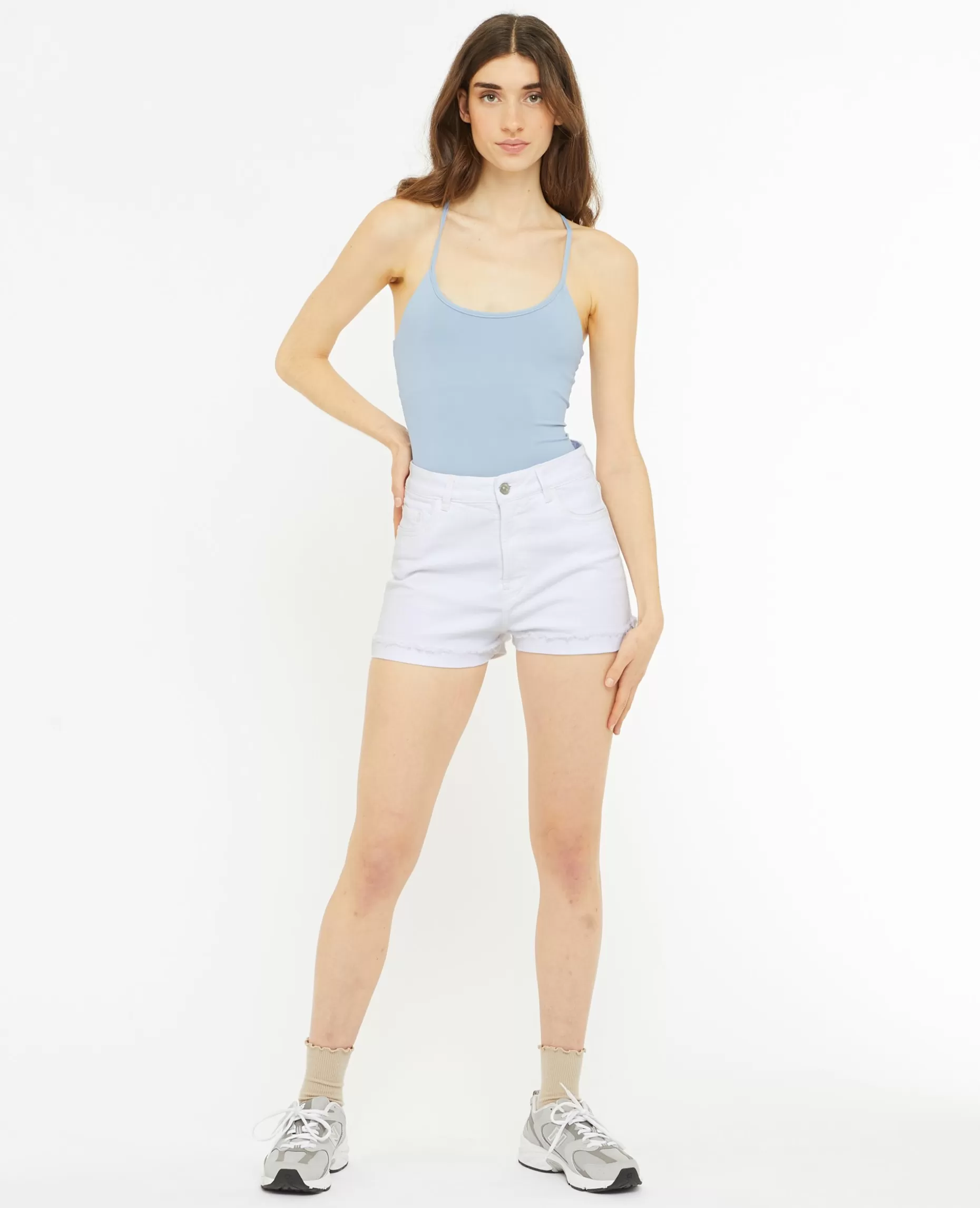 Outlet Pimkie Short En Jean Taille Haute Avec élasthane - blanc