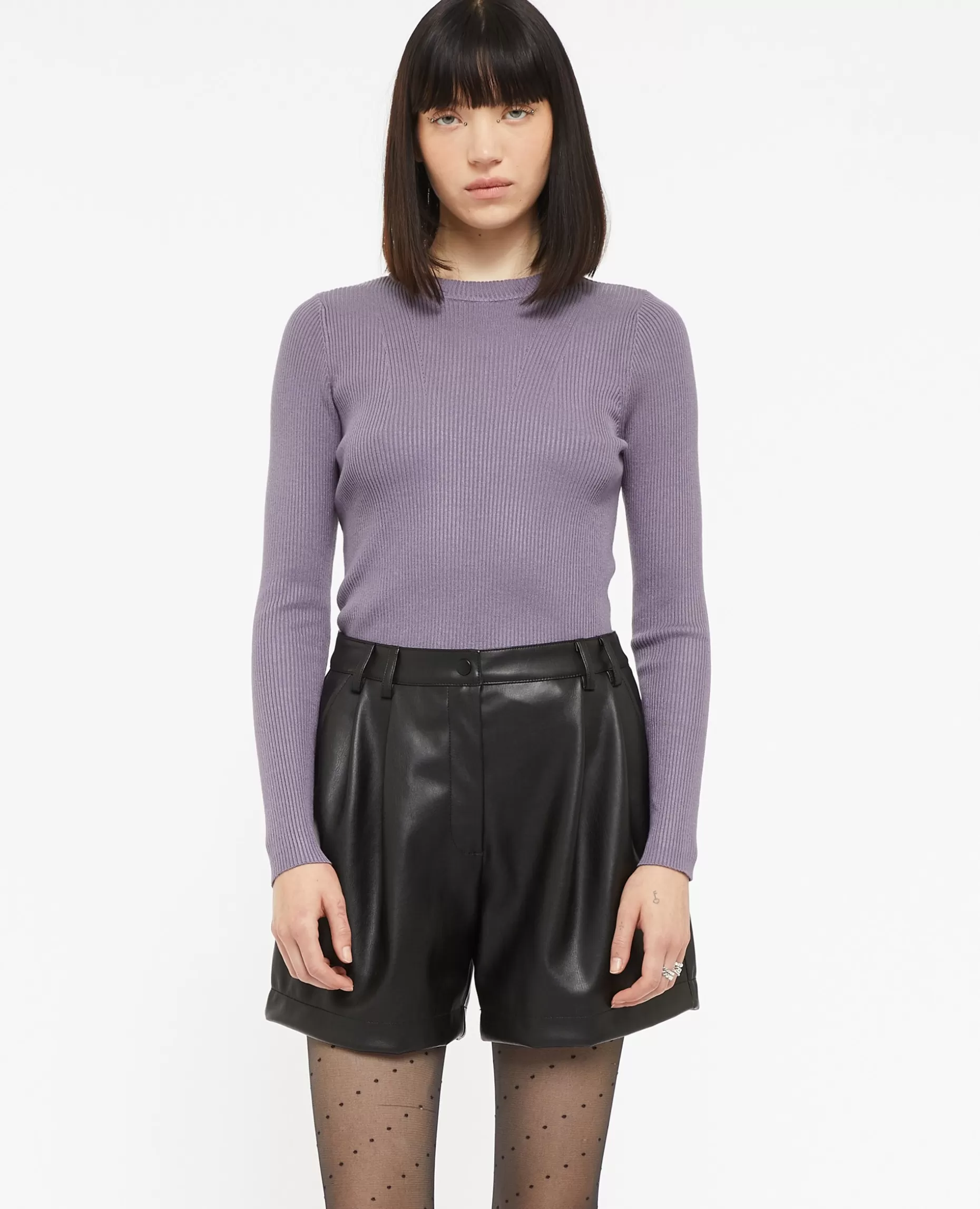 Fashion Pimkie Short Taille Haute En Simili Cuir Avec Pinces - noir
