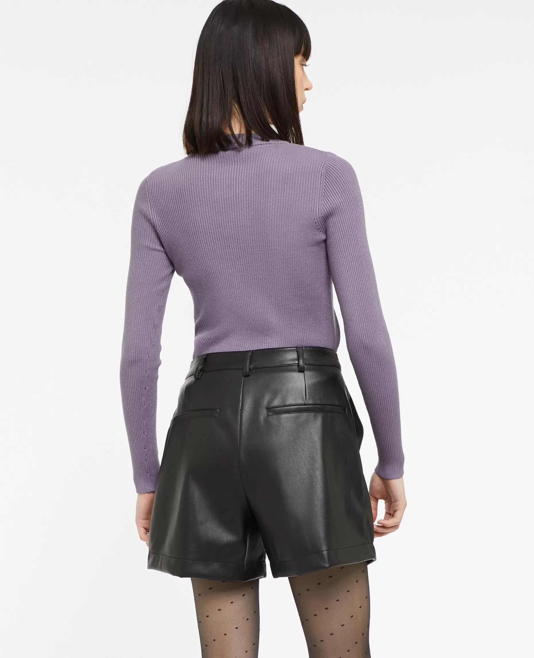 Fashion Pimkie Short Taille Haute En Simili Cuir Avec Pinces - noir