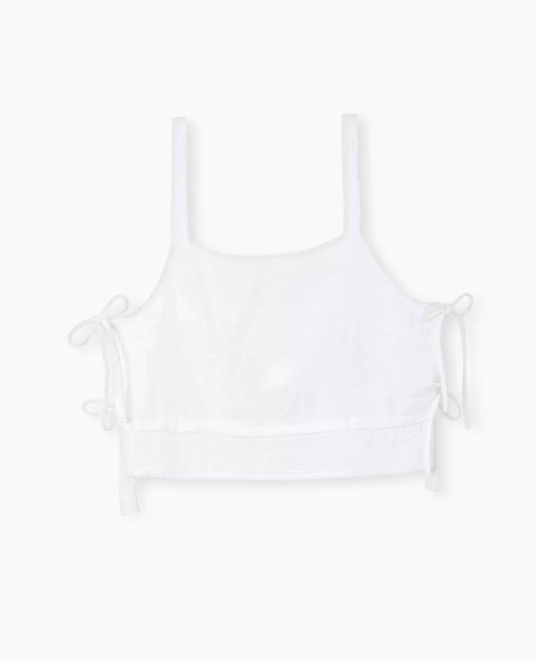 Hot Pimkie Top En Gaze De Coton Avec Nœuds Sur Les Côtés - blanc