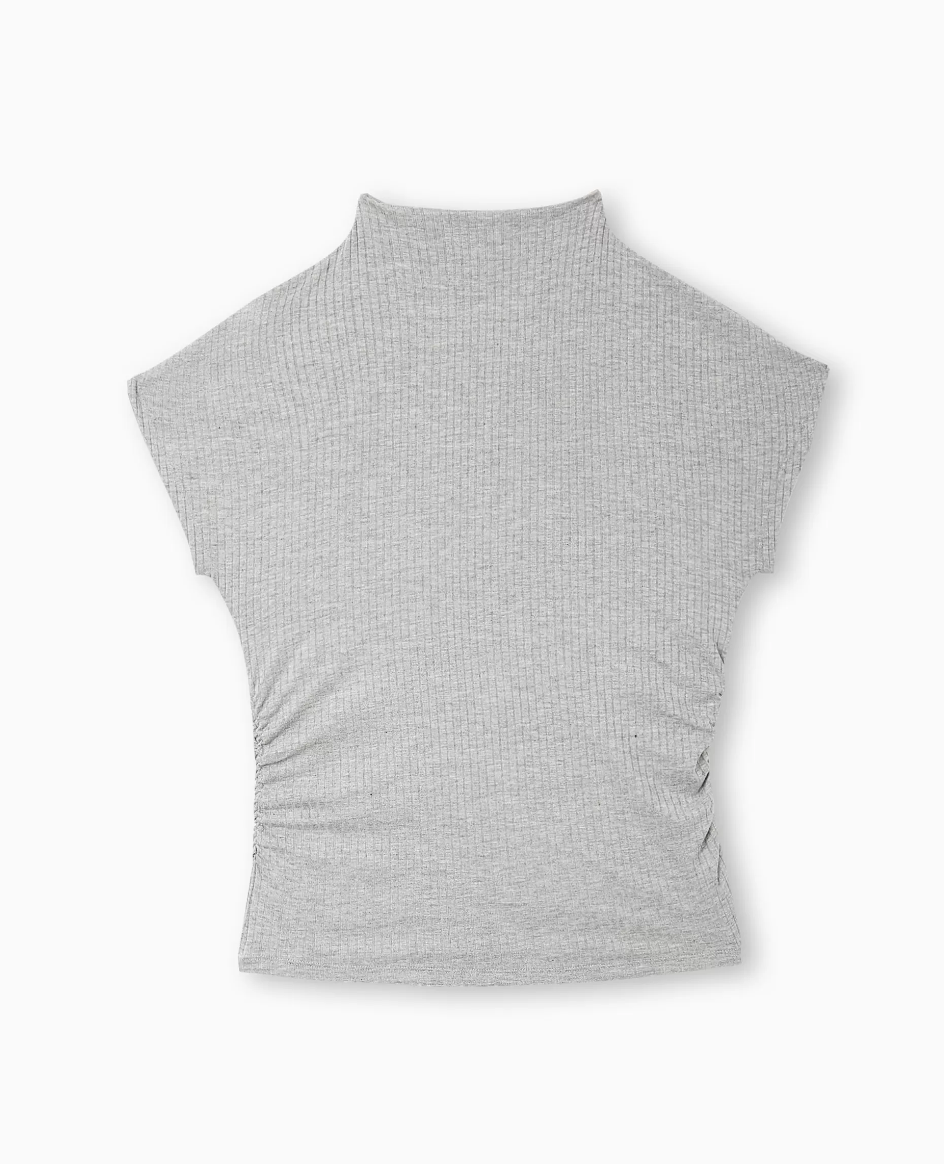 Cheap Pimkie Top En Maille Côtelée Col Montant Et Fronces - gris chiné