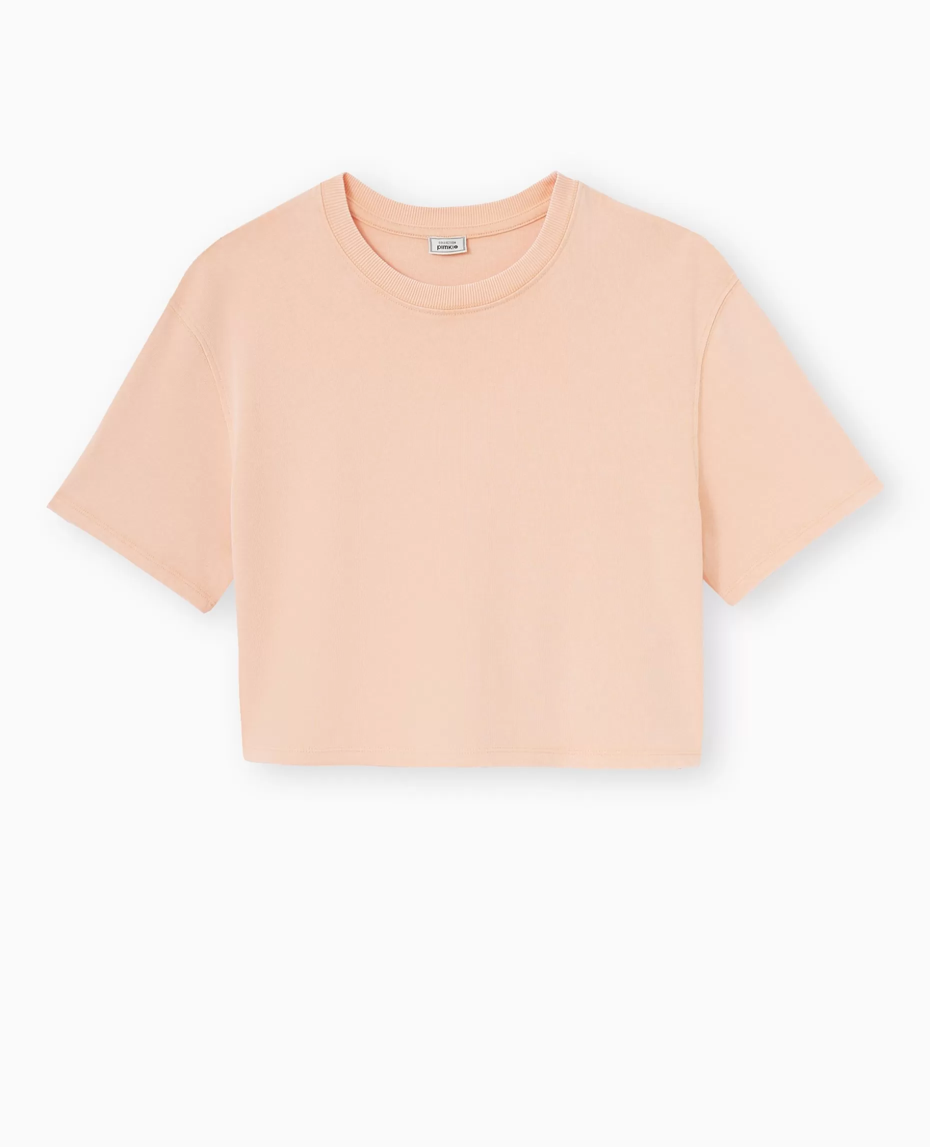 Fashion Pimkie T-shirt Court En Coton épais Effet Délavé - corail