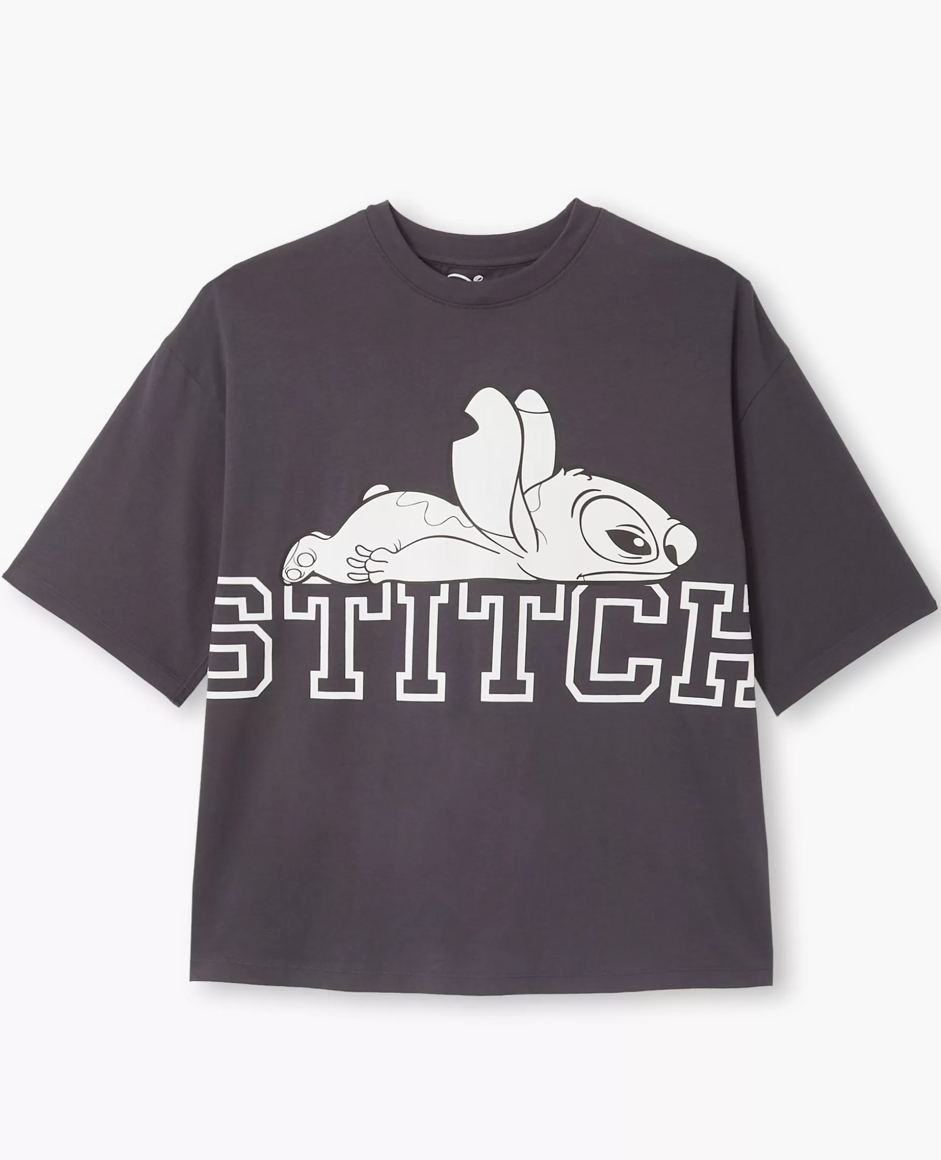 Fashion Pimkie T-shirt Oversize Avec Grand Print STITCH Devant - gris