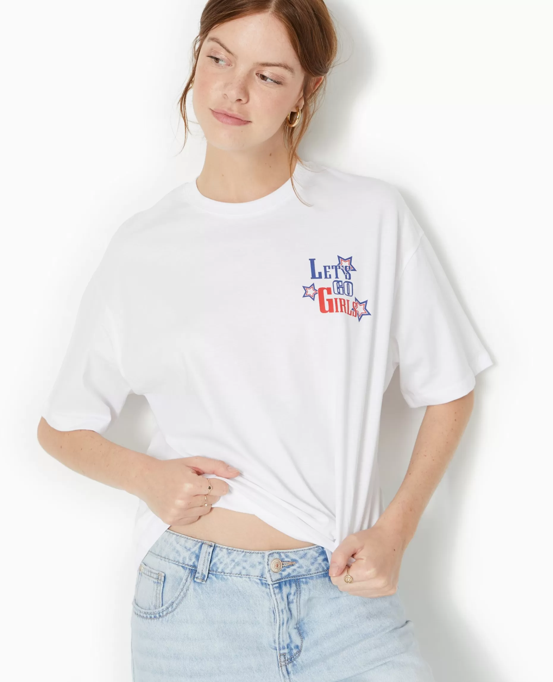 Sale Pimkie T-shirt Oversize Avec Print Devant Et Dos - blanc