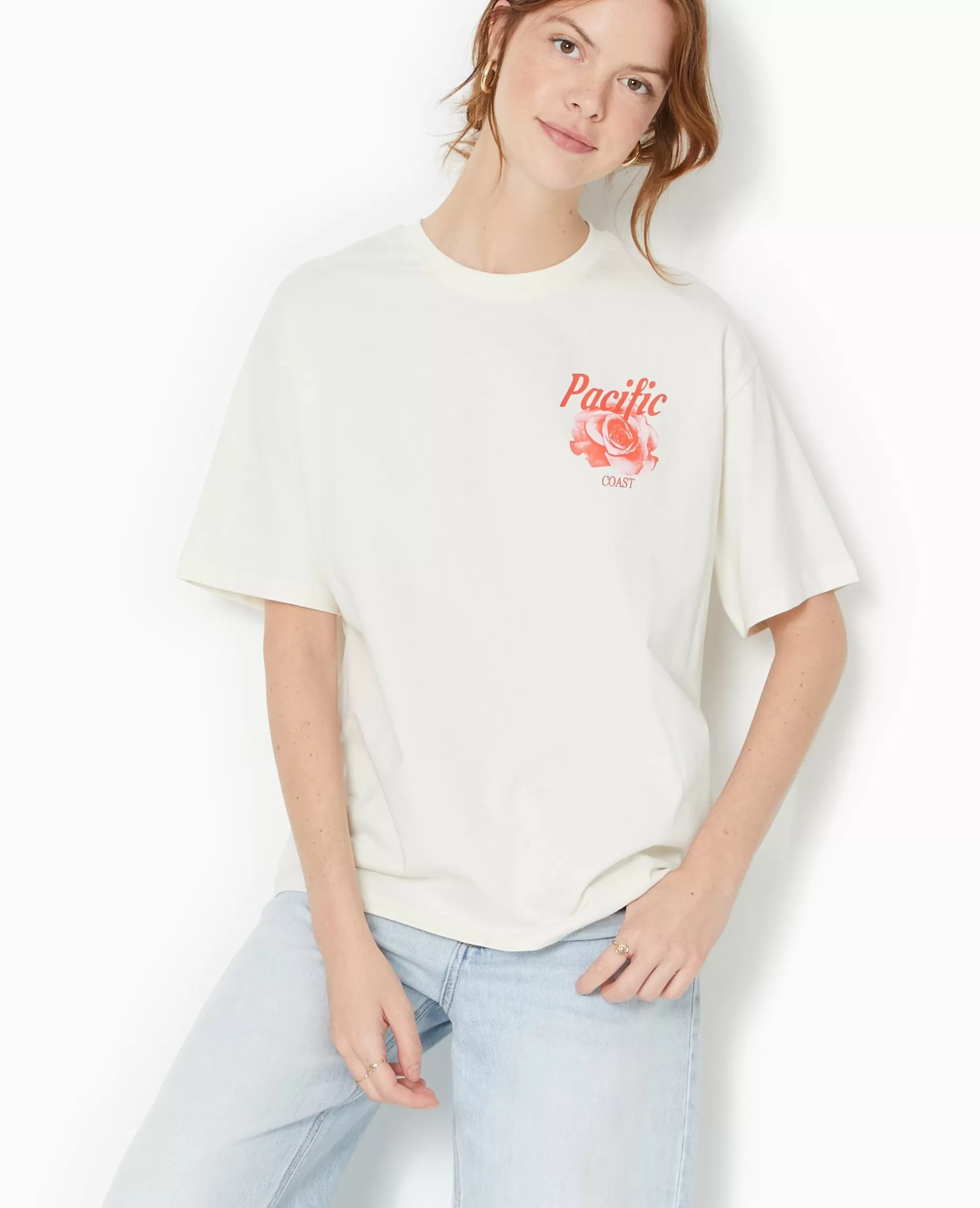 Flash Sale Pimkie T-shirt Oversize Avec Print Devant Et Dos - écru