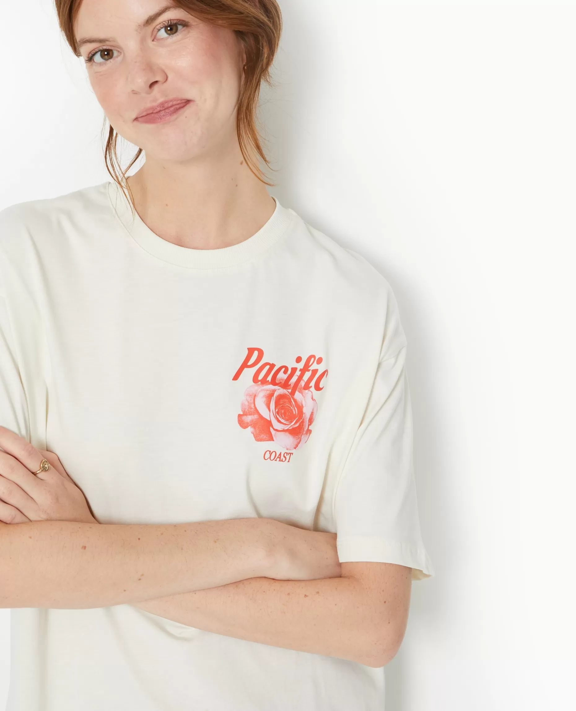 Flash Sale Pimkie T-shirt Oversize Avec Print Devant Et Dos - écru