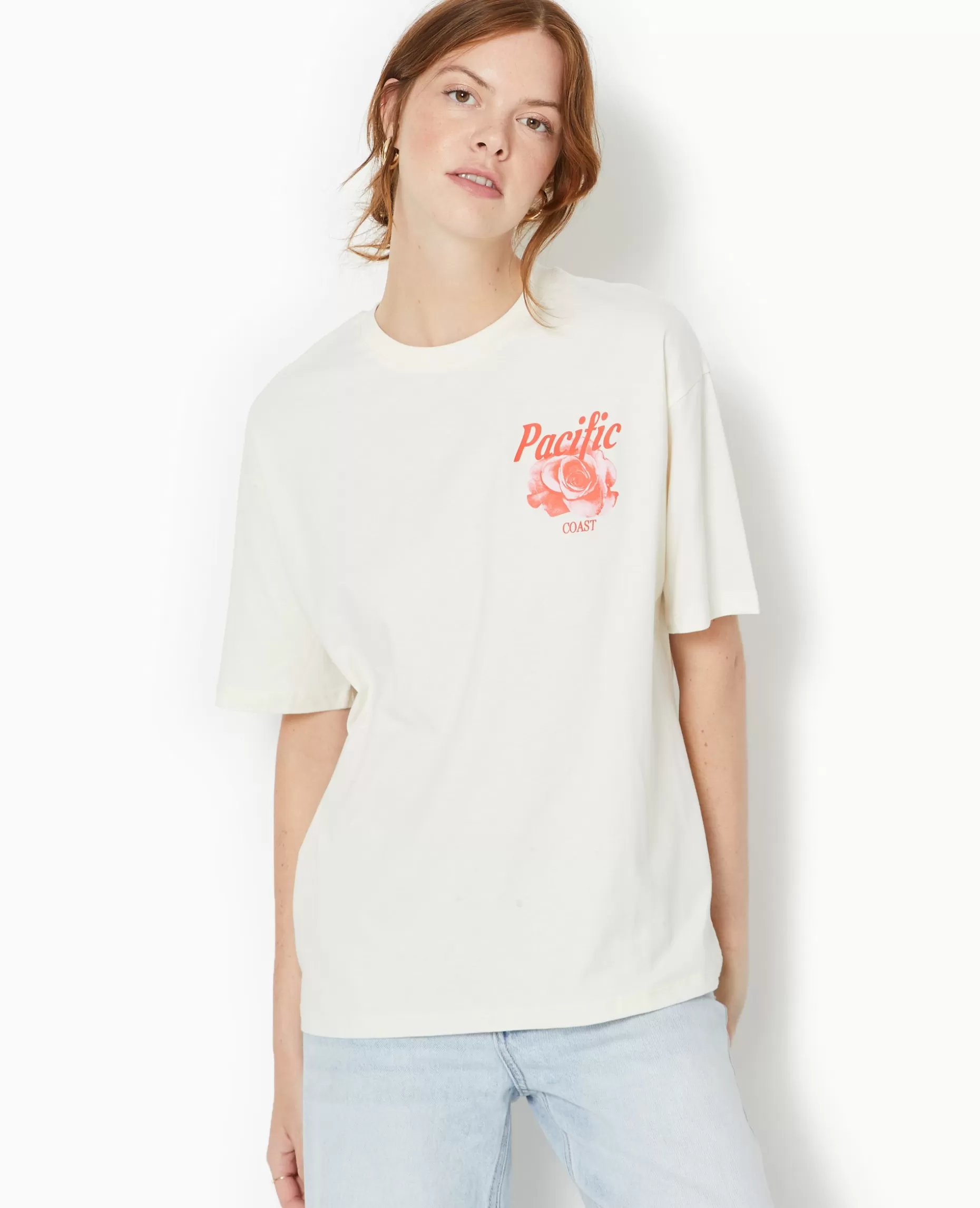 Flash Sale Pimkie T-shirt Oversize Avec Print Devant Et Dos - écru