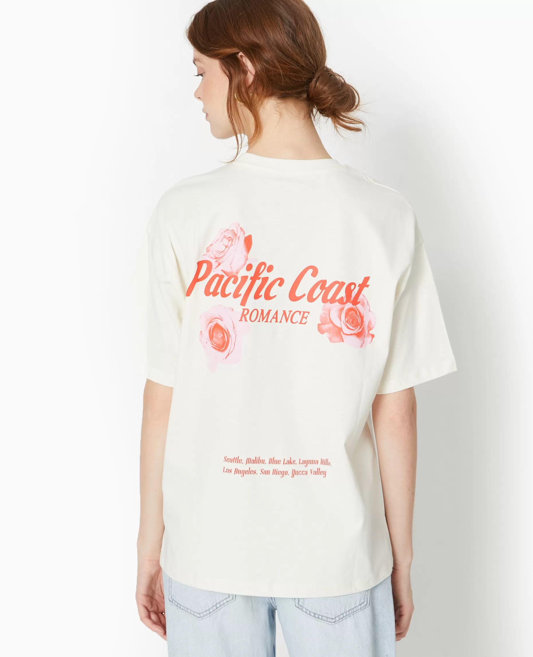 Flash Sale Pimkie T-shirt Oversize Avec Print Devant Et Dos - écru