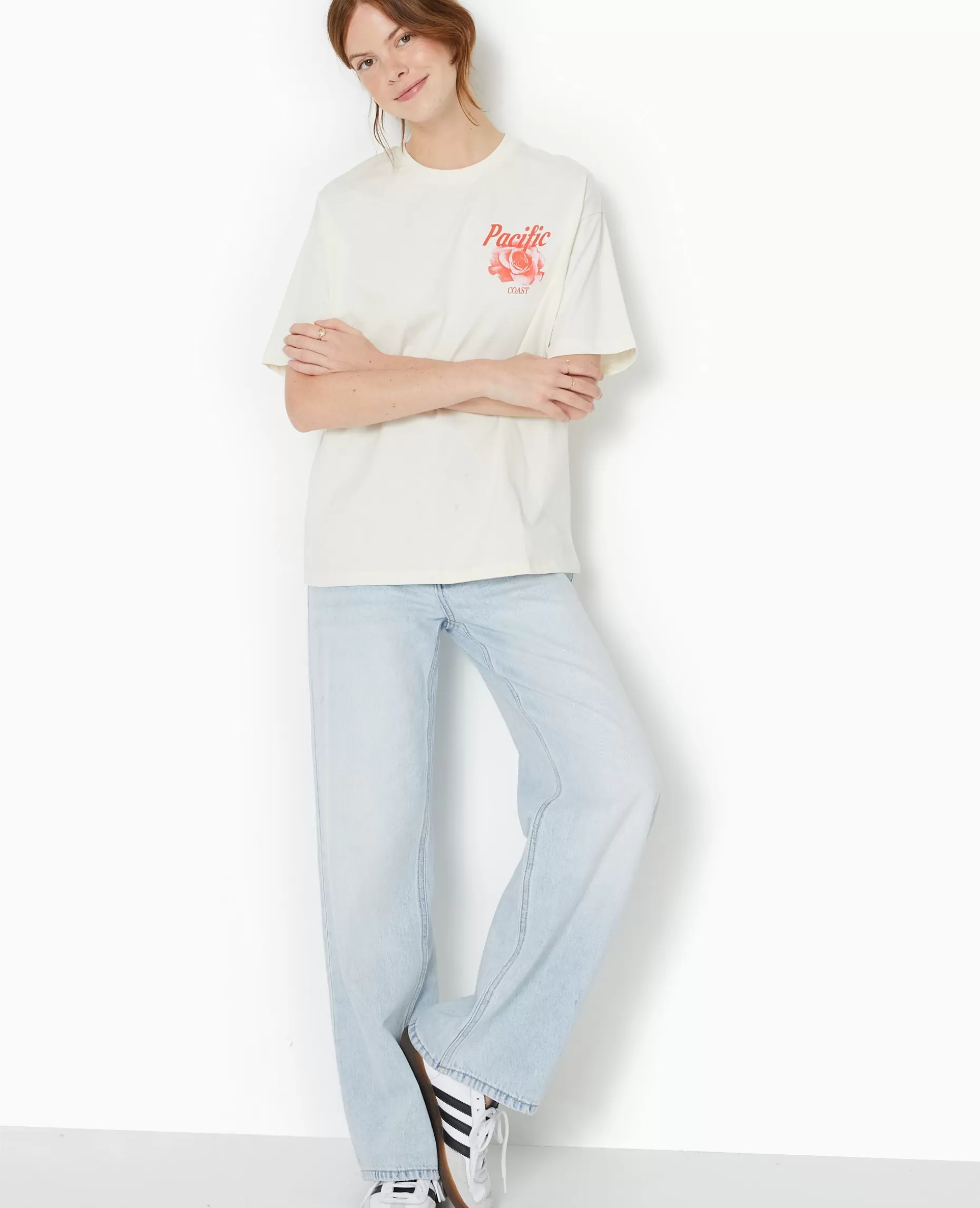 Flash Sale Pimkie T-shirt Oversize Avec Print Devant Et Dos - écru
