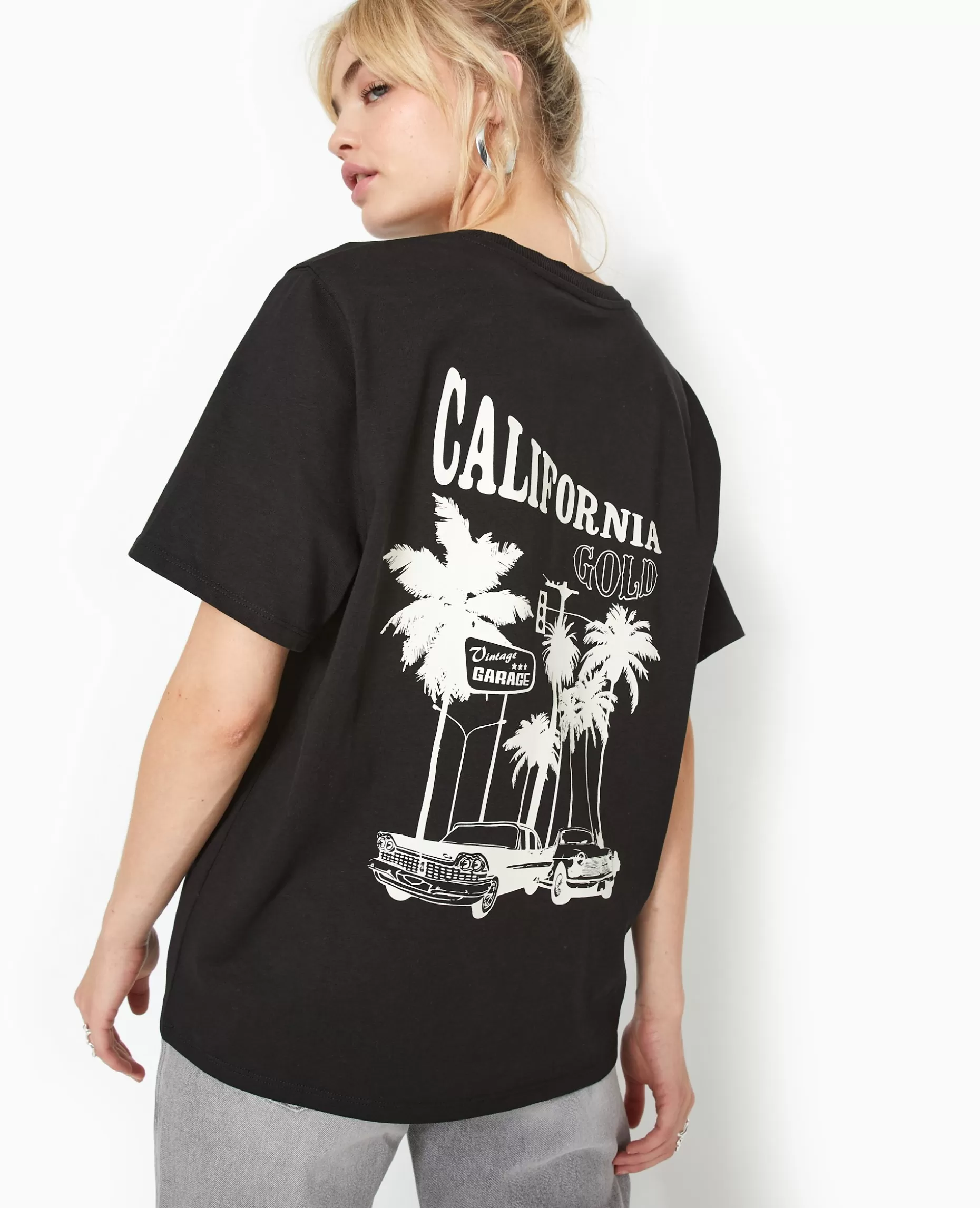 Discount Pimkie T-shirt Oversize Avec Print Devant Et Dos - noir